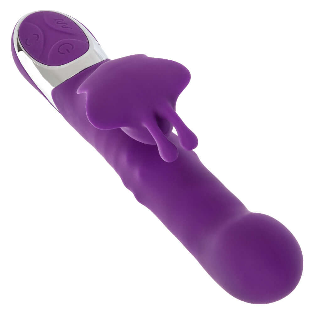 Purple Enchanted Flutter Massager with body-safe silicone and waterproof IPX7 rating for a pleasurable experience.