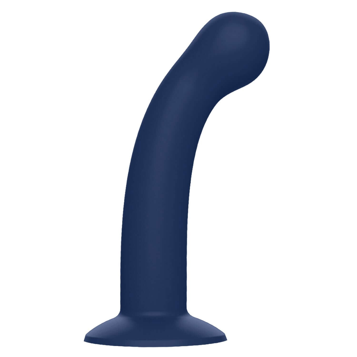 Joyride blue silicone dildo with suction cup base, designed for comfort and harness compatibility. 7.5 inches long.