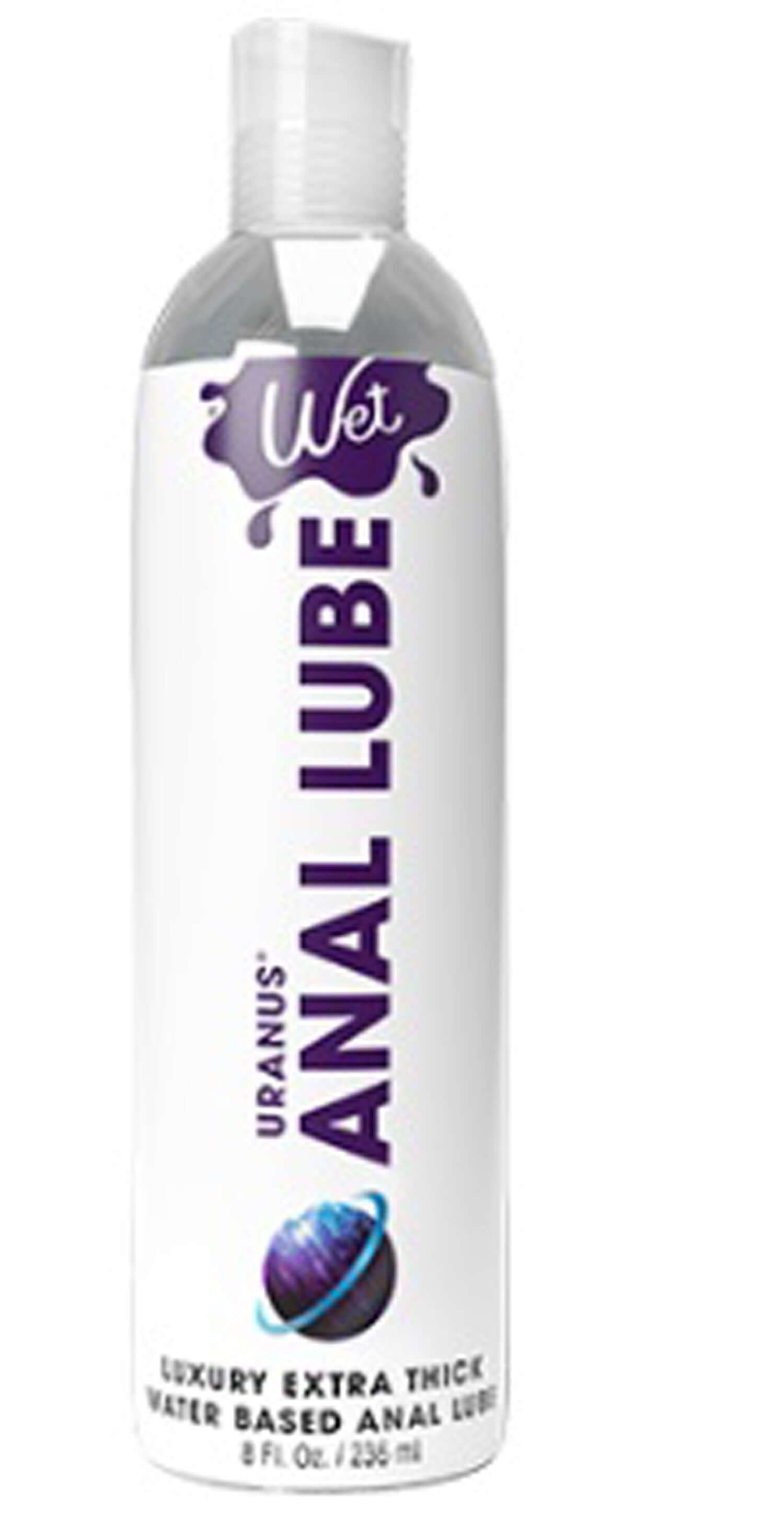 Wet Anal Lube 8oz Uranus Extra Thick Water Based personal lubricant for comfortable intimate activity, compatible with condoms.