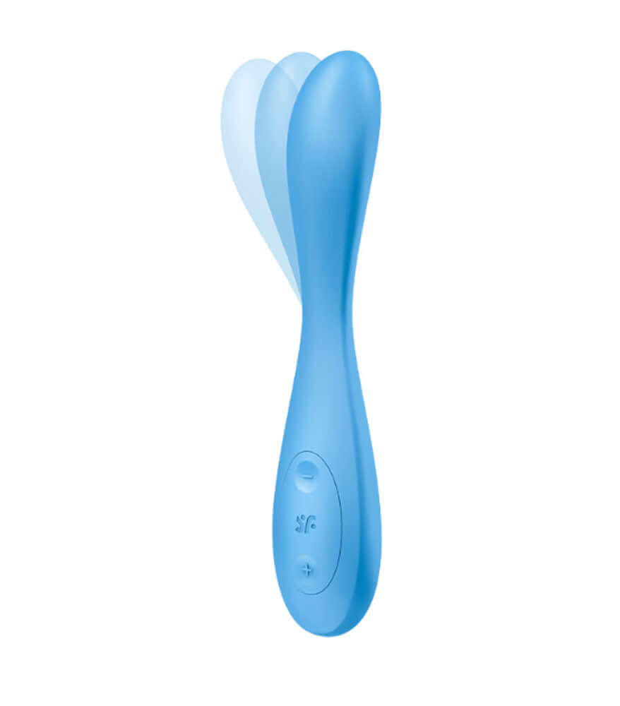 Satisfyer G-Spot Flex 4 Connect App vibrator in blue, designed for versatile stimulation and app connectivity.