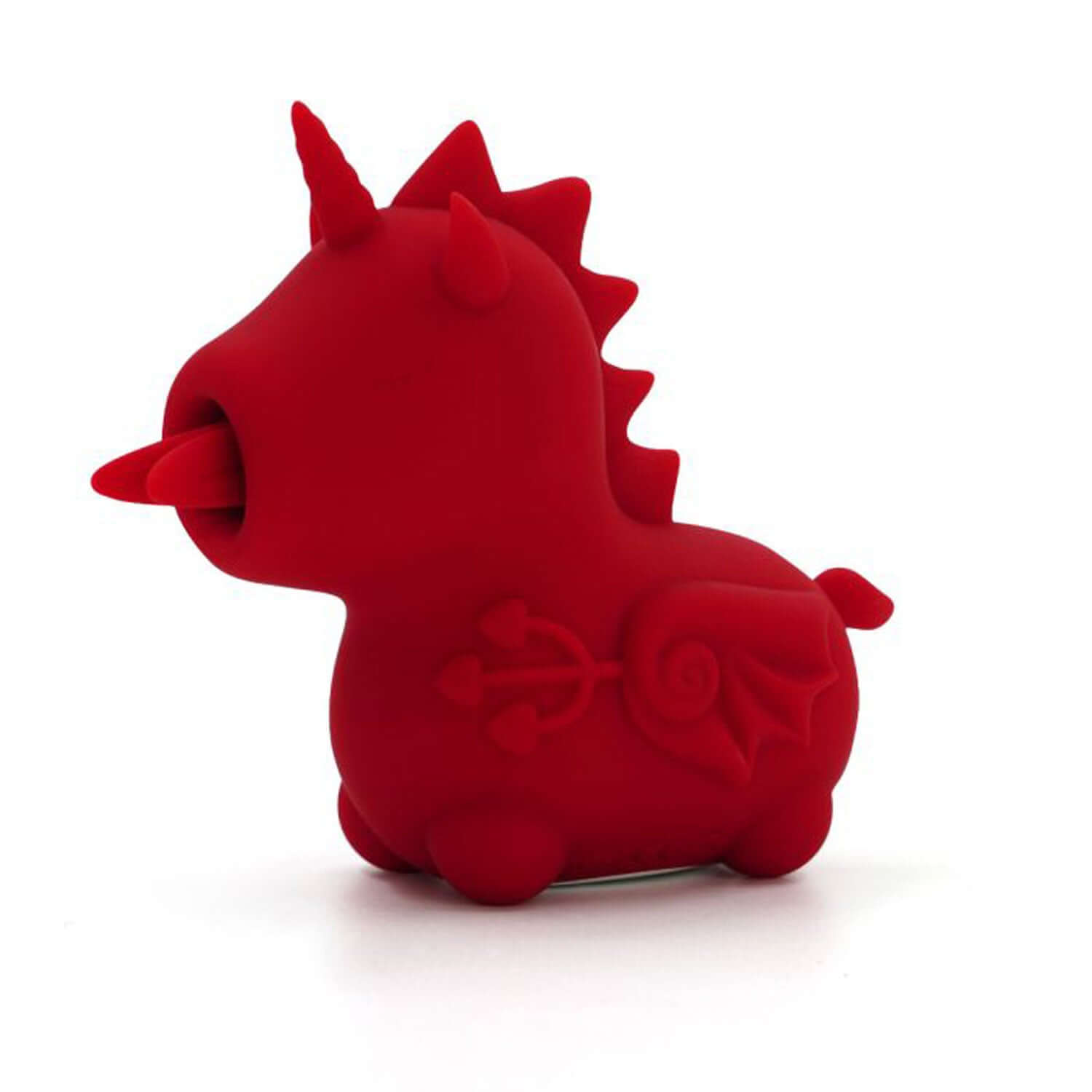 Red Unihorn Blaze Diablo featuring a forked tongue and devil design, crafted from super-soft silicone with dual motors.