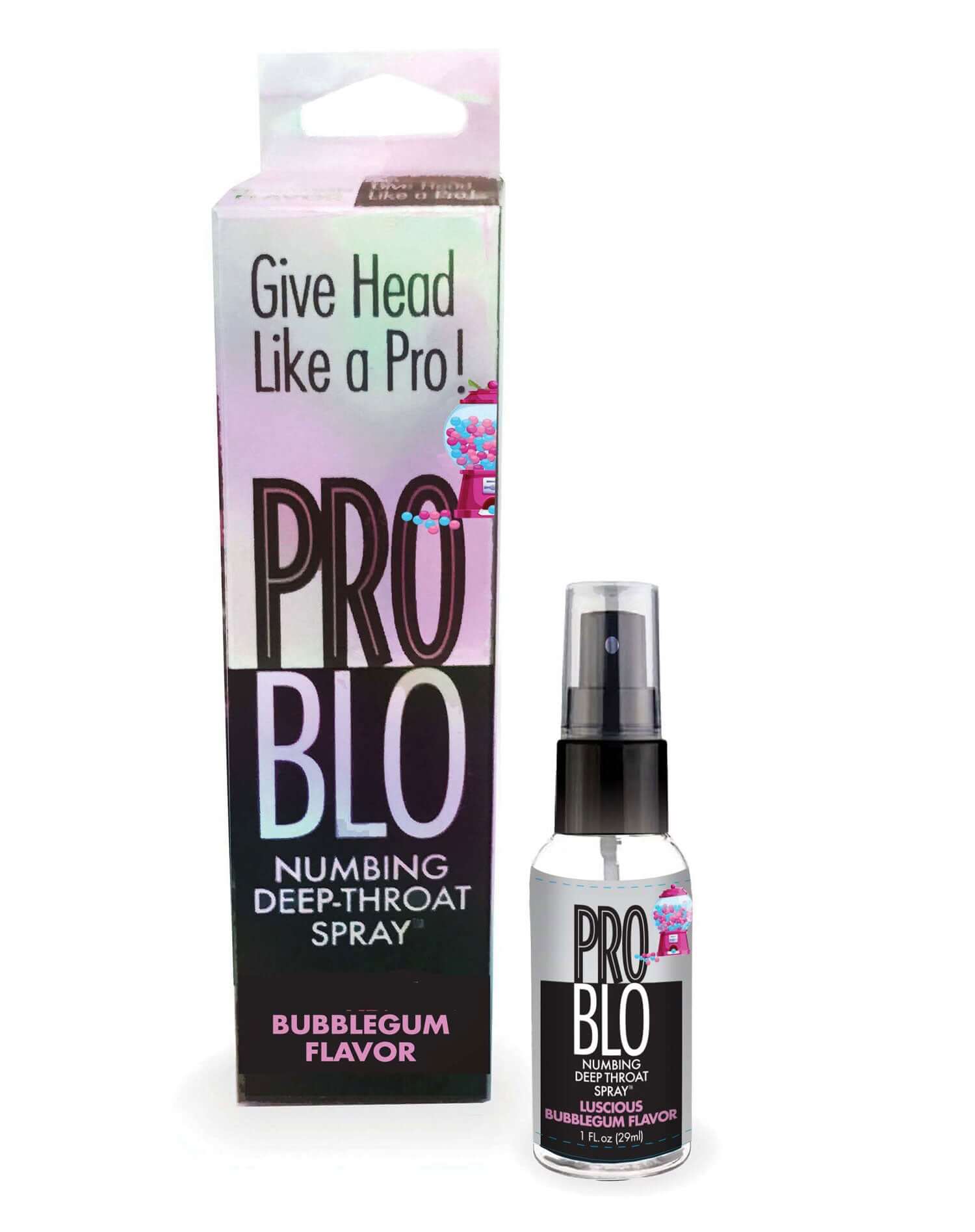 Pro Blo Throat Numbing Spray 1oz Bubblegum Flavor with Packaging