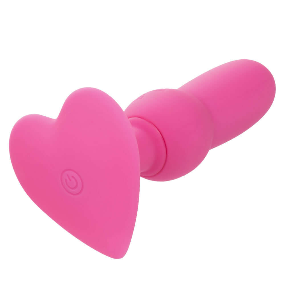 Pink First Time Vibrating Beaded Probe with Heart-Shaped Base