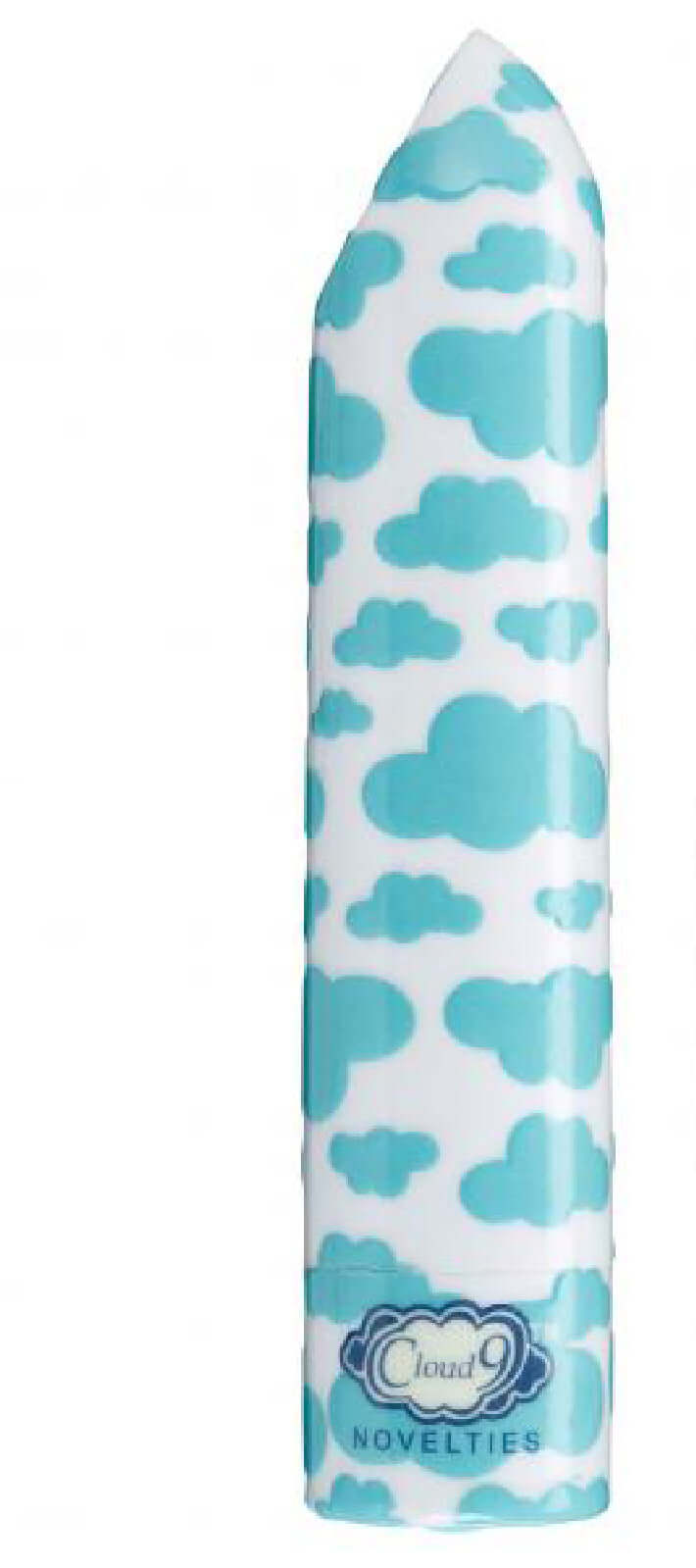 420 Slim Vibe Cloud 9 Novelties White Blue Rechargeable Bullet Vibrator with Cloud Pattern and Ergonomic Shape