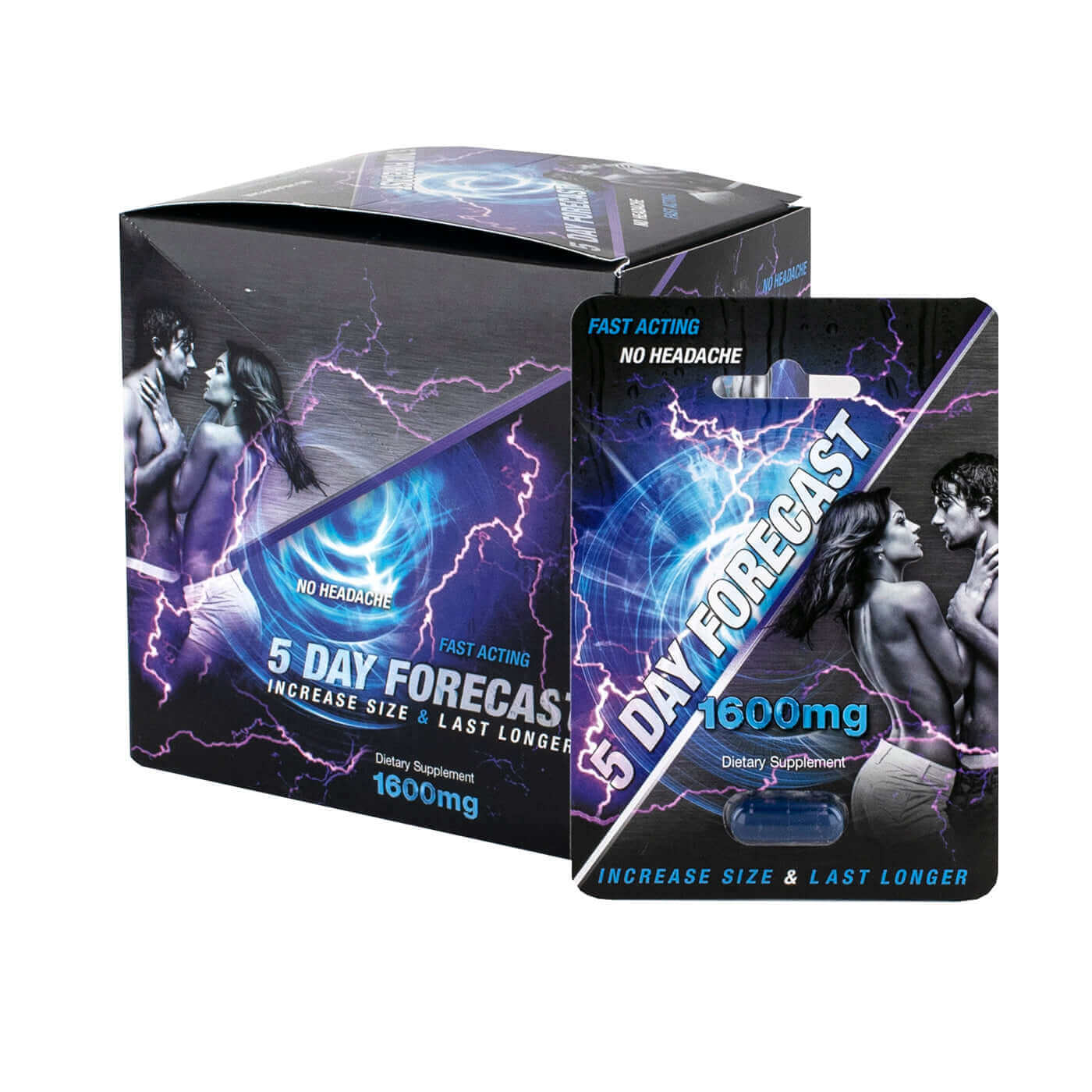 5 Day Forecast Male Enhancement 1600mg capsules for increased size and stamina, fast-acting formula with no headache.