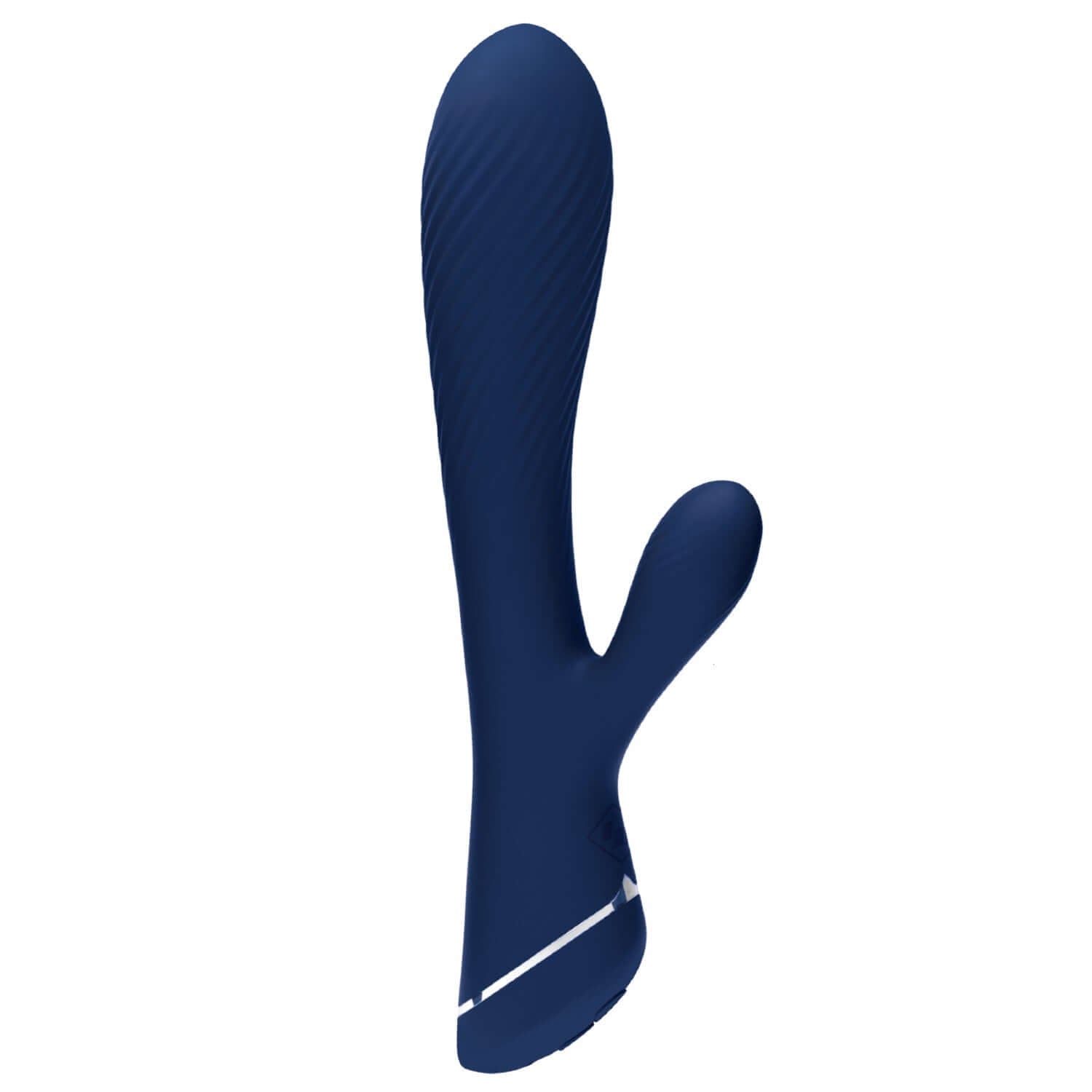 Dual Secrets Massager in blue with dual motors, flexible arm, and textured tip for multiple stimulation options.