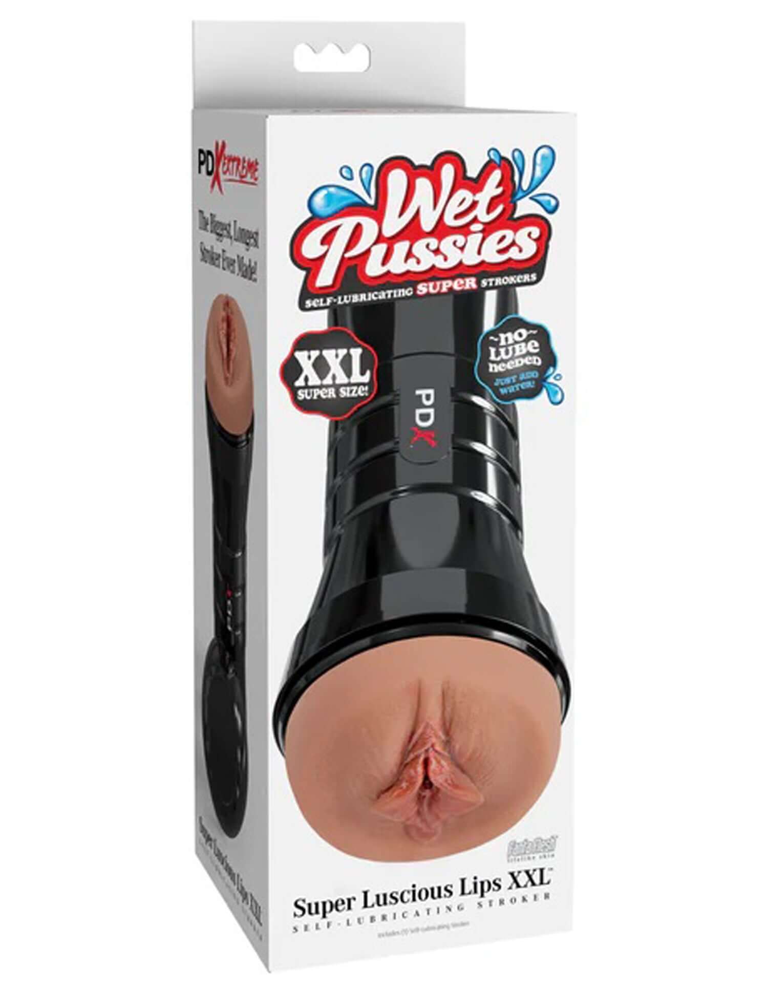 PDX Extreme Wet Pussies Super Luscious Lips XXL Stroker self-lubricating pleasure product packaging.