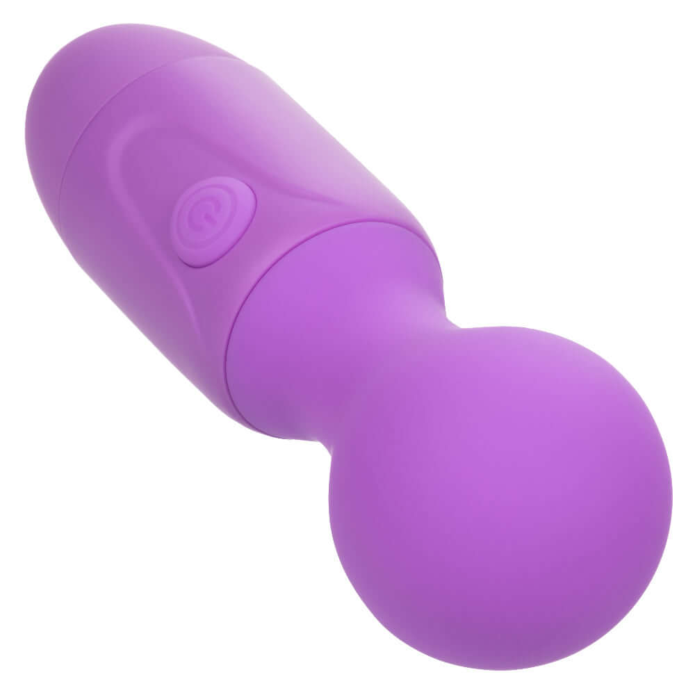 Purple First Time Rechargeable Massager with flexible neck and power button, designed for personal pleasure and intense vibrations.