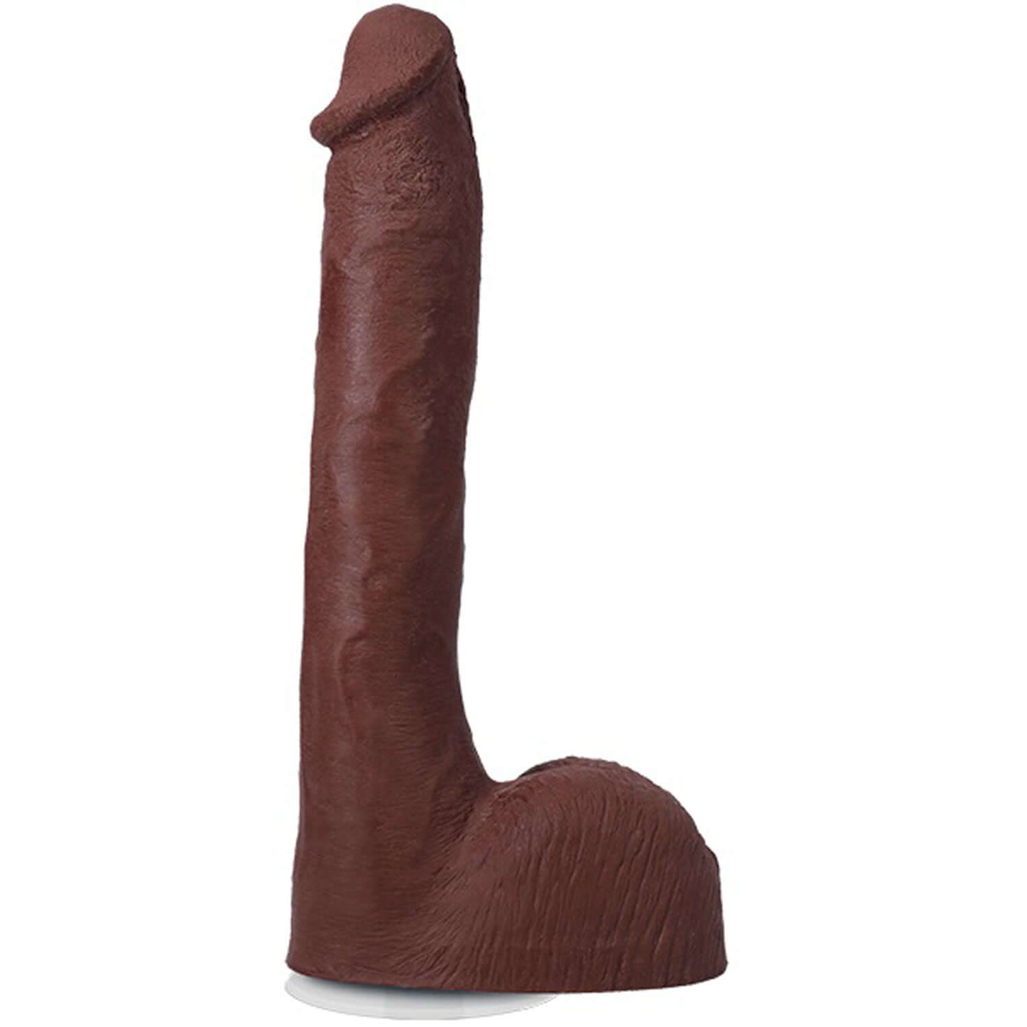 Signature 10-inch chocolate cock with removable suction cup, handcrafted from ULTRASKYN for a lifelike feel and porn star experience.