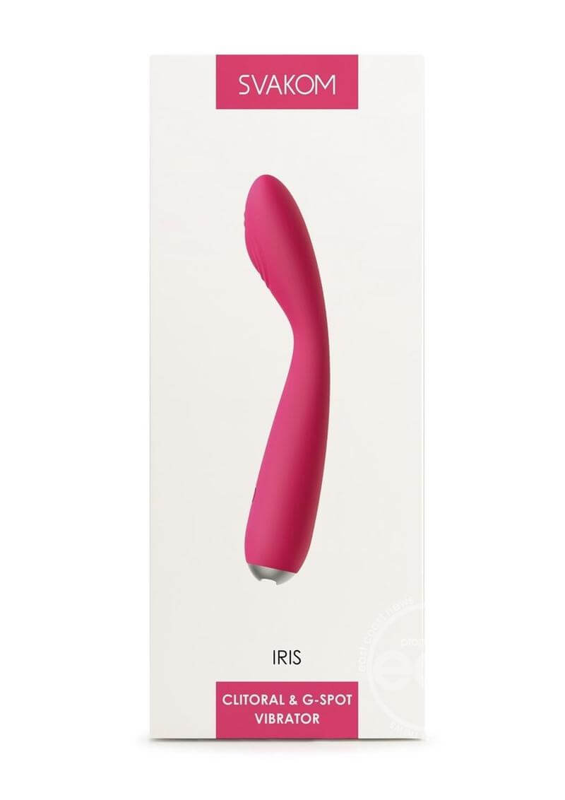 Svakom Iris Silicone G-Spot Clitoral Vibrator in Plum Red packaging