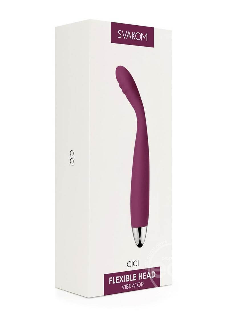 Svakom Cici Violet Silicone Clitoral Stimulator Packaging - Flexible Head Vibrator in White Box