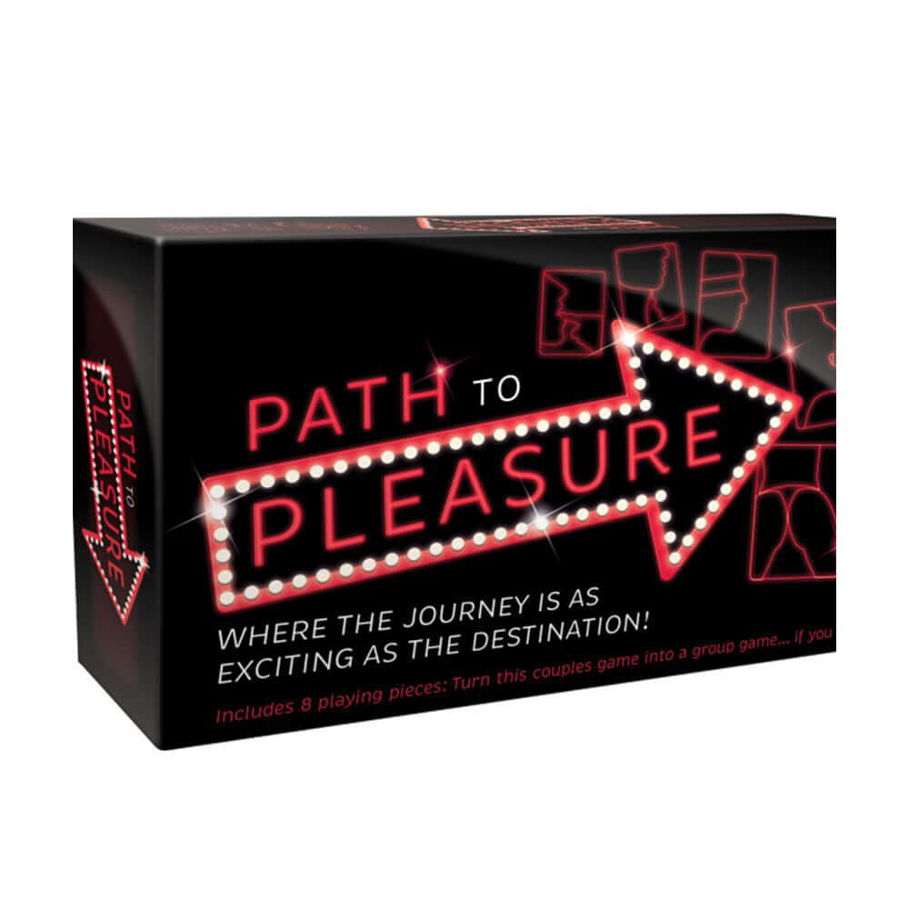 Path to Pleasure couples game box - experience sexual discovery with intimate questions and sensual acts for an exciting journey.