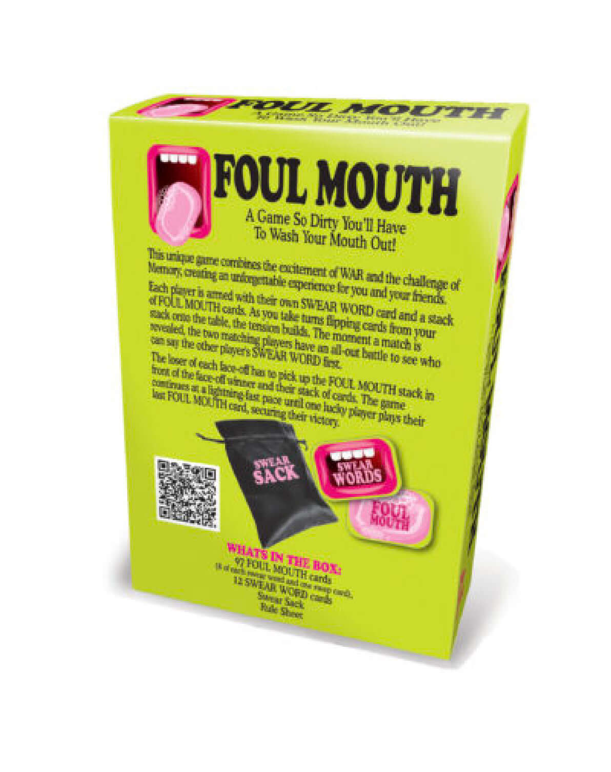 Box of Foul Mouth Card Game combining WAR and Memory with swear word cards for a fun and intense experience.