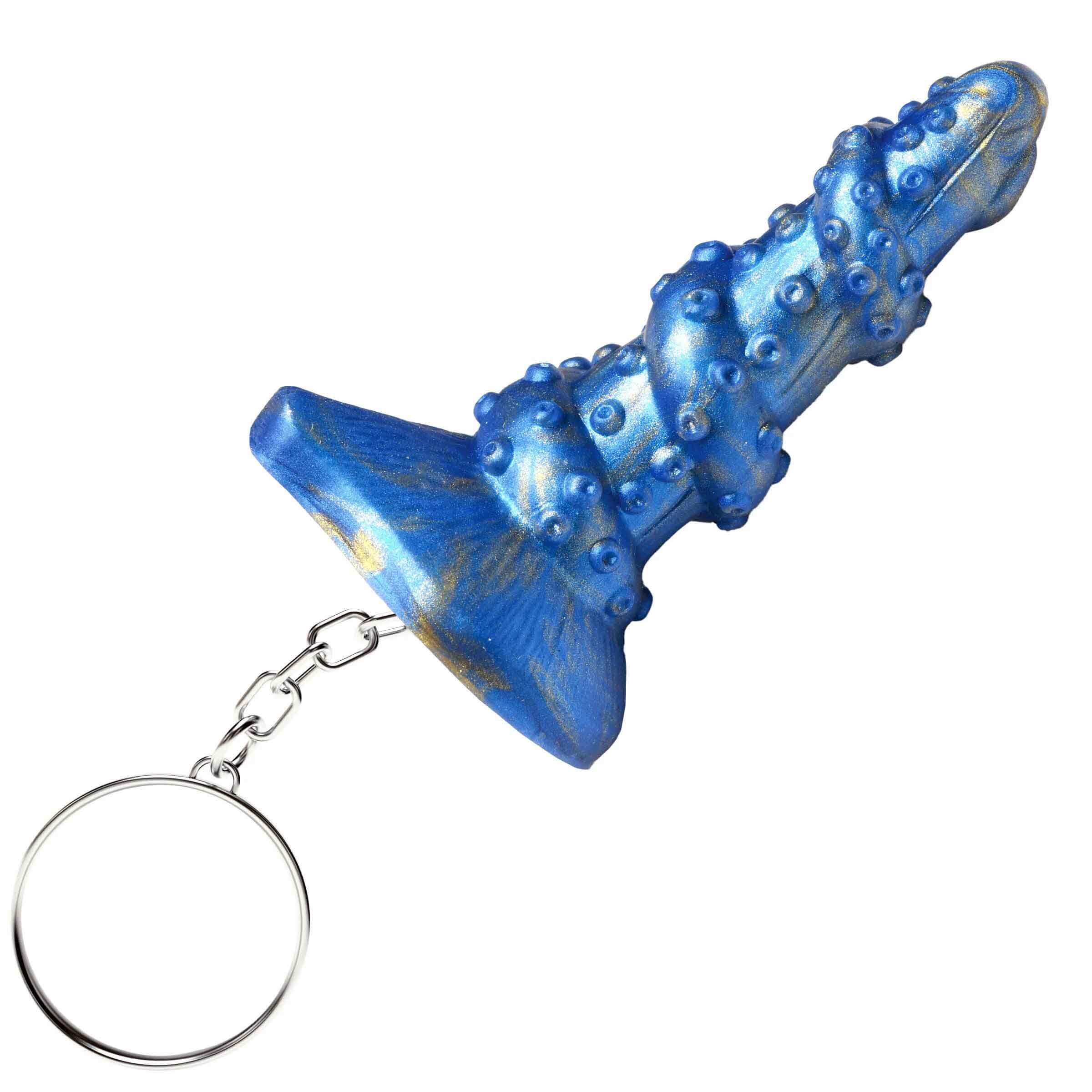 Lord Kraken Keychain - Blue tentacle design, great for fantasy roleplay and mythical themes. Attach to keys, bags, or phone cases for kinky fun.