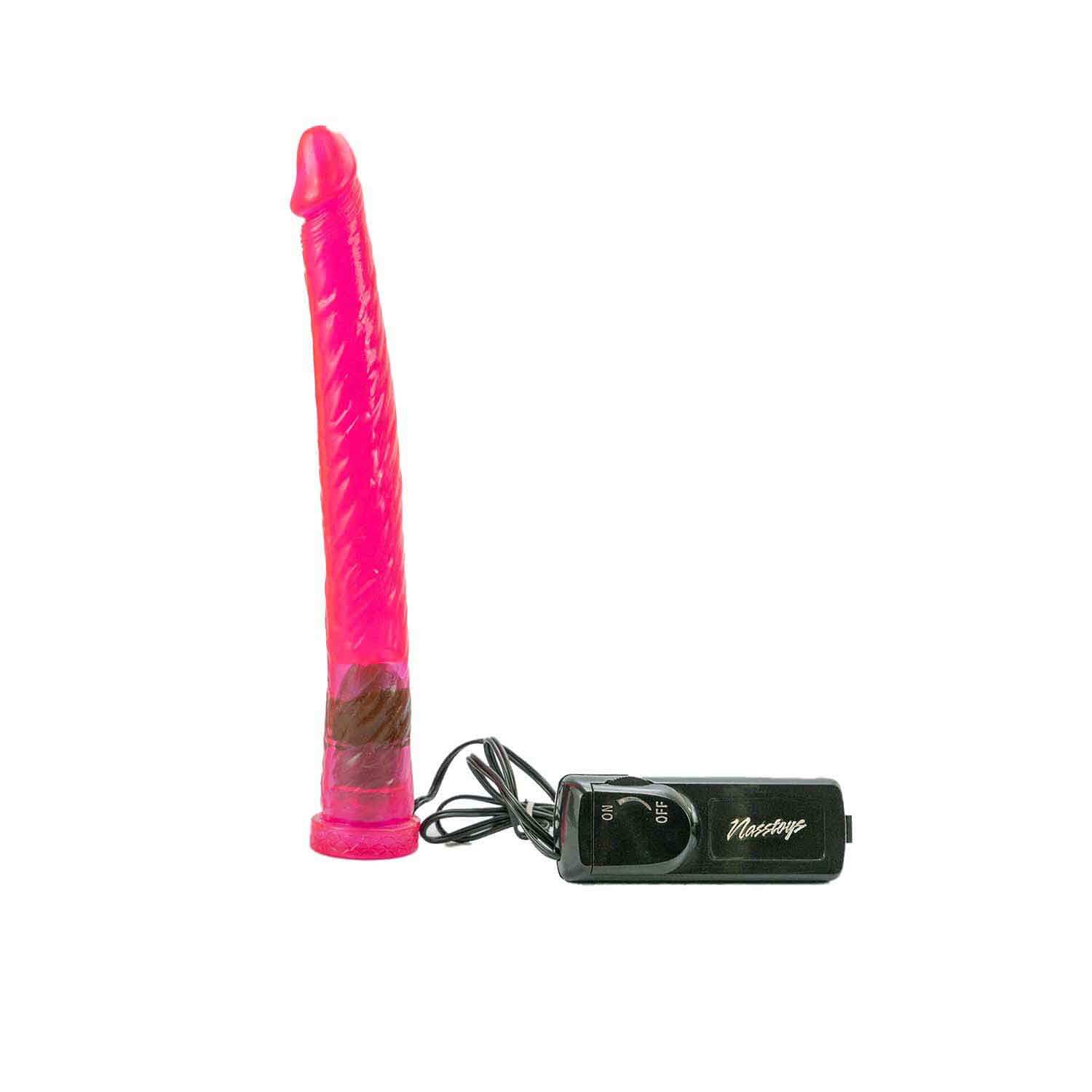 Pink Anal Tickler Jelly Dildo and battery-operated probe controller