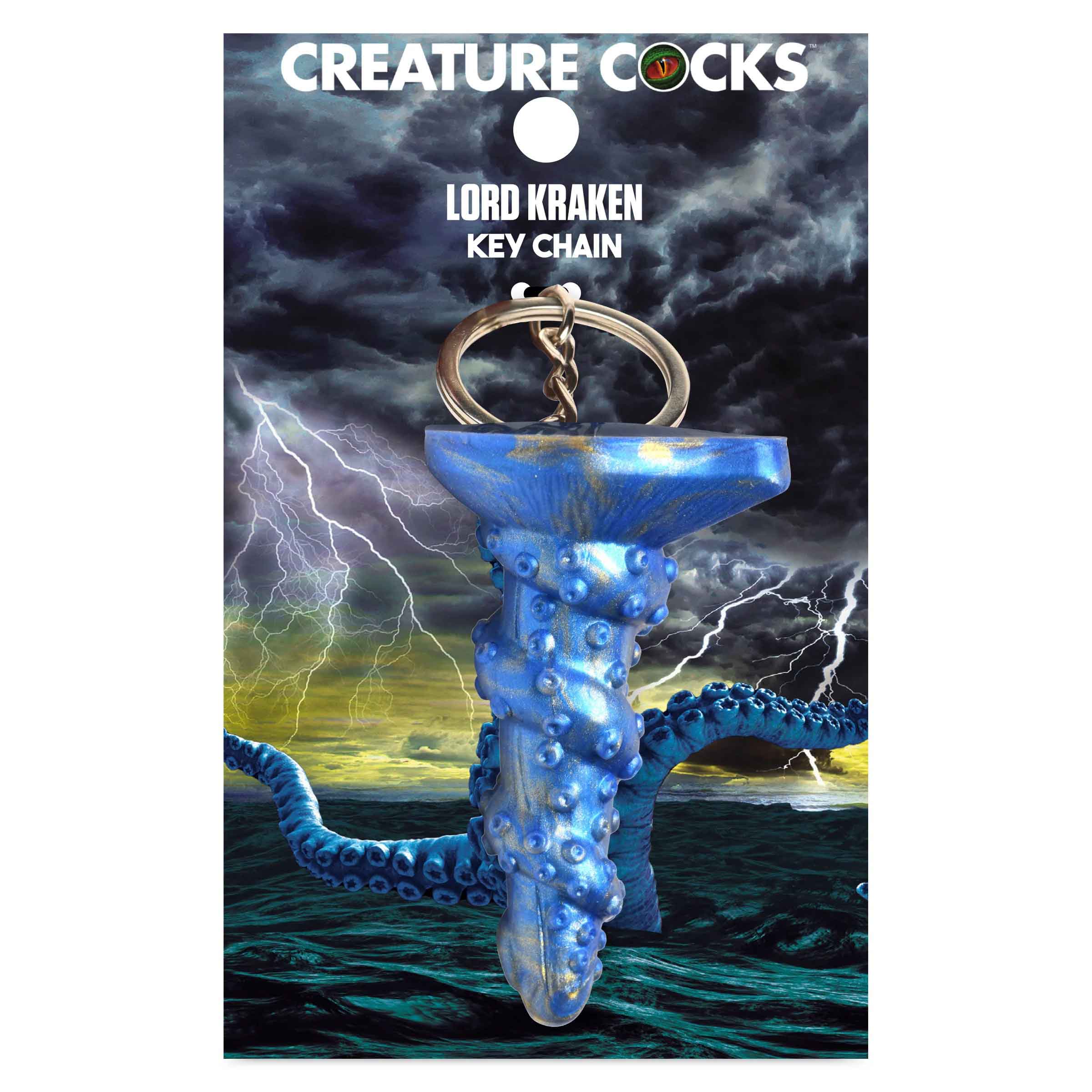 Lord Kraken Keychain - Blue with tentacle design for fantasy roleplay and mythical themes by Creature Cocks