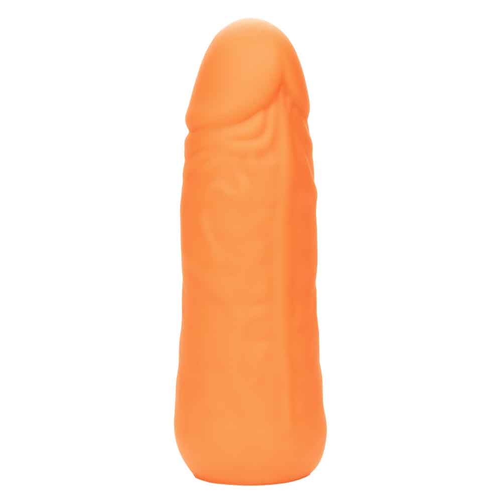 Mini Vibrating Studs Orange silicone vibe on white background with lifelike design for powerful pleasure, featuring 10 intense vibration functions