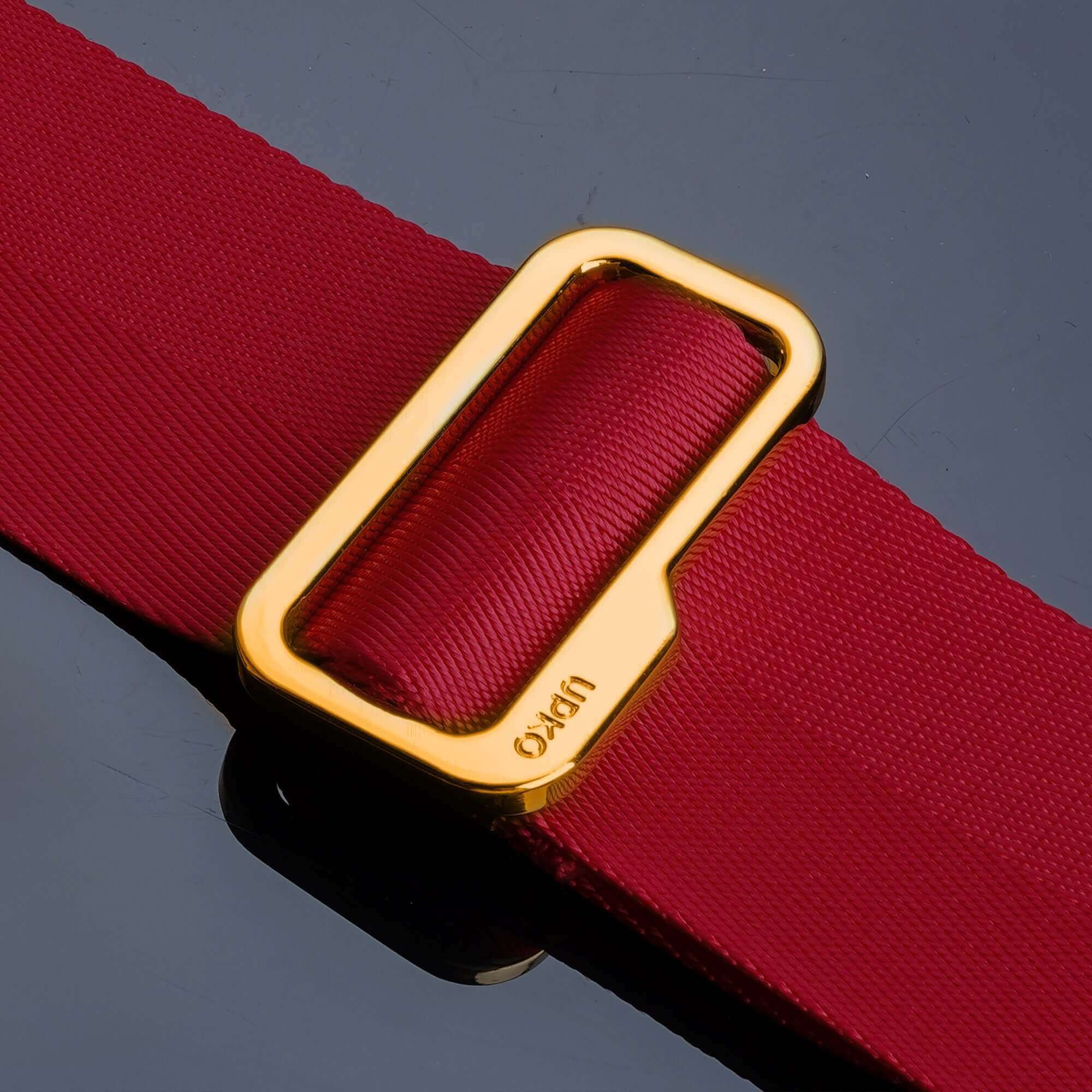 Bowknot Bed Restraint Strap in red fabric with a gold metal buckle, perfect for secure and stylish restraint.