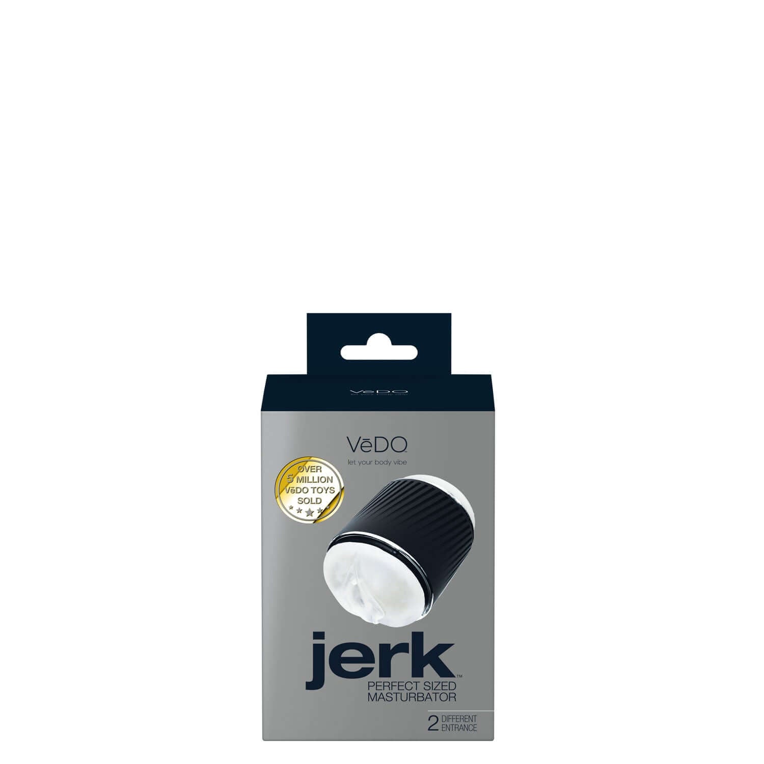 Jerk Perfect Sized Masturbator in packaging with clear design and anti-slip grip for secure handling.