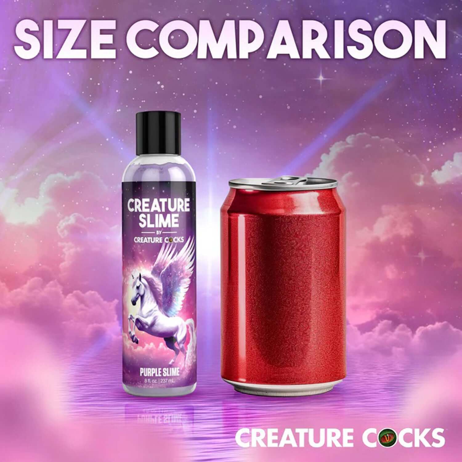 8oz Creature Slime Purple Lubricant size comparison with soda can