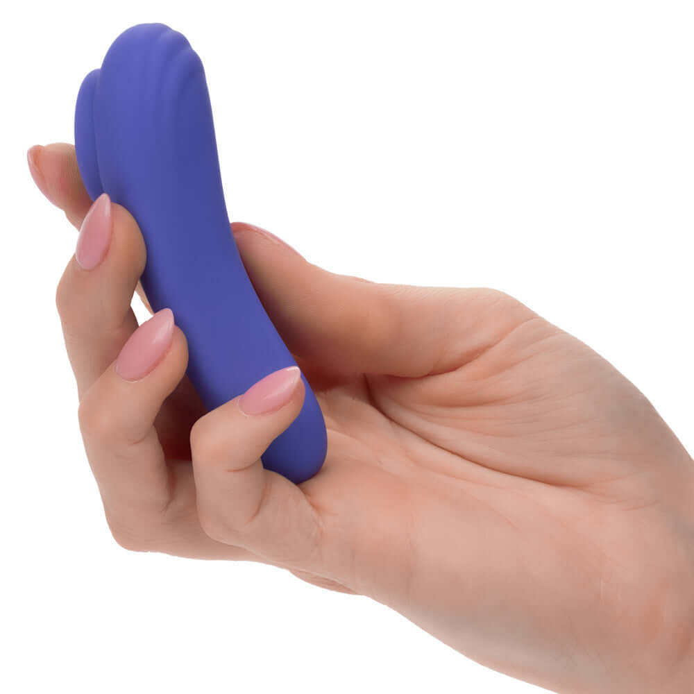 Hand holding Calexotics Connect Panty Teaser in periwinkle color for intimate pleasure