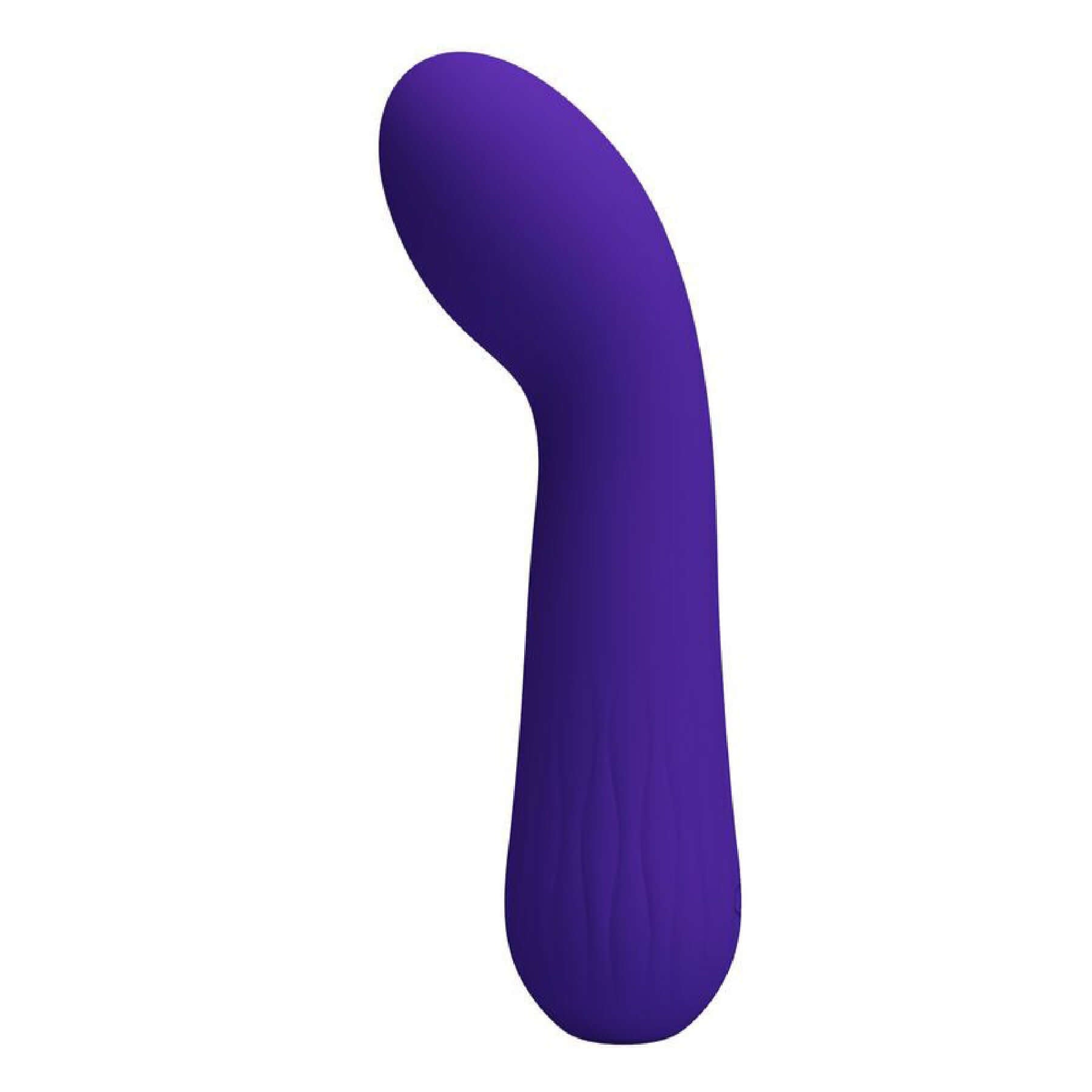 Purple Faun Rechargeable Vibrator with a velvety silicone design and curved tip for G-spot stimulation.