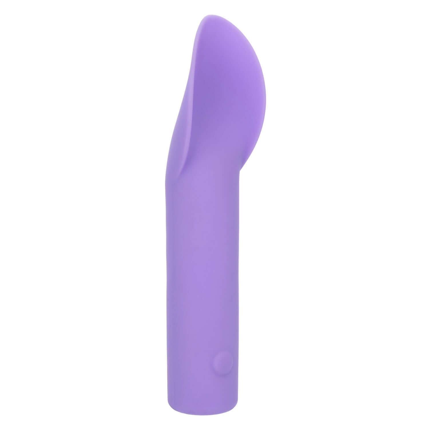 Purple Dr. Laura Berman Rechargeable Flutter adult toy with contoured shape for full coverage stimulation and flickering teaser.