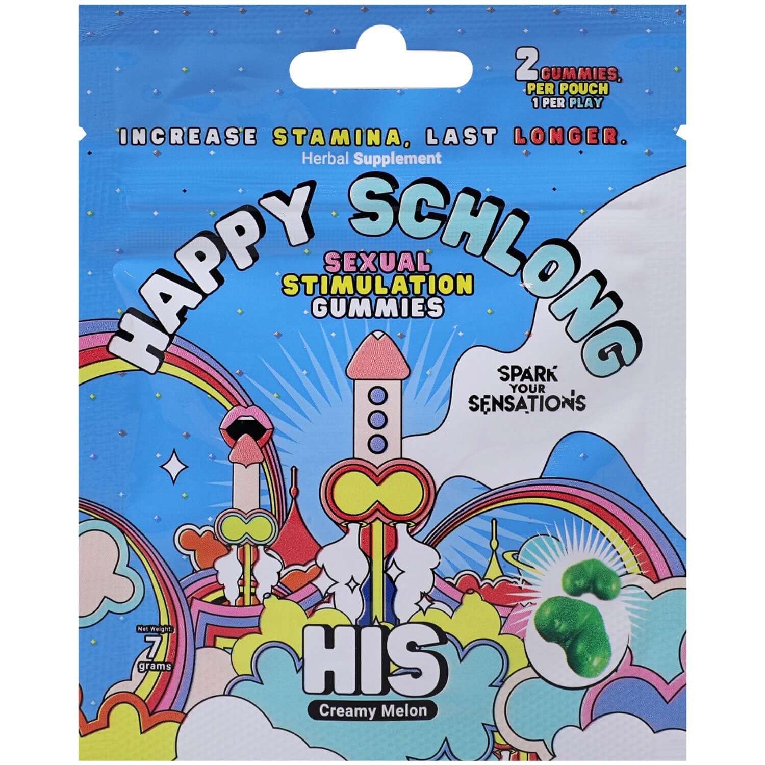 Happy Schlong Sexual Stimulation Gummies His Creamy Melon Package with Energetic and Libido-Boosting Benefits