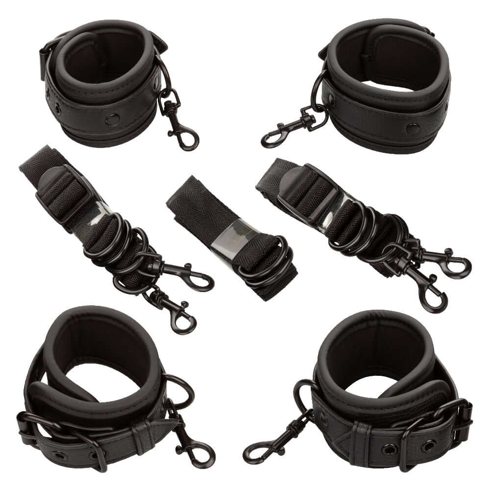 Nocturnal Collection Bed Restraints - Black, featuring durable and comfortable cuffs for adventurous restraint play.