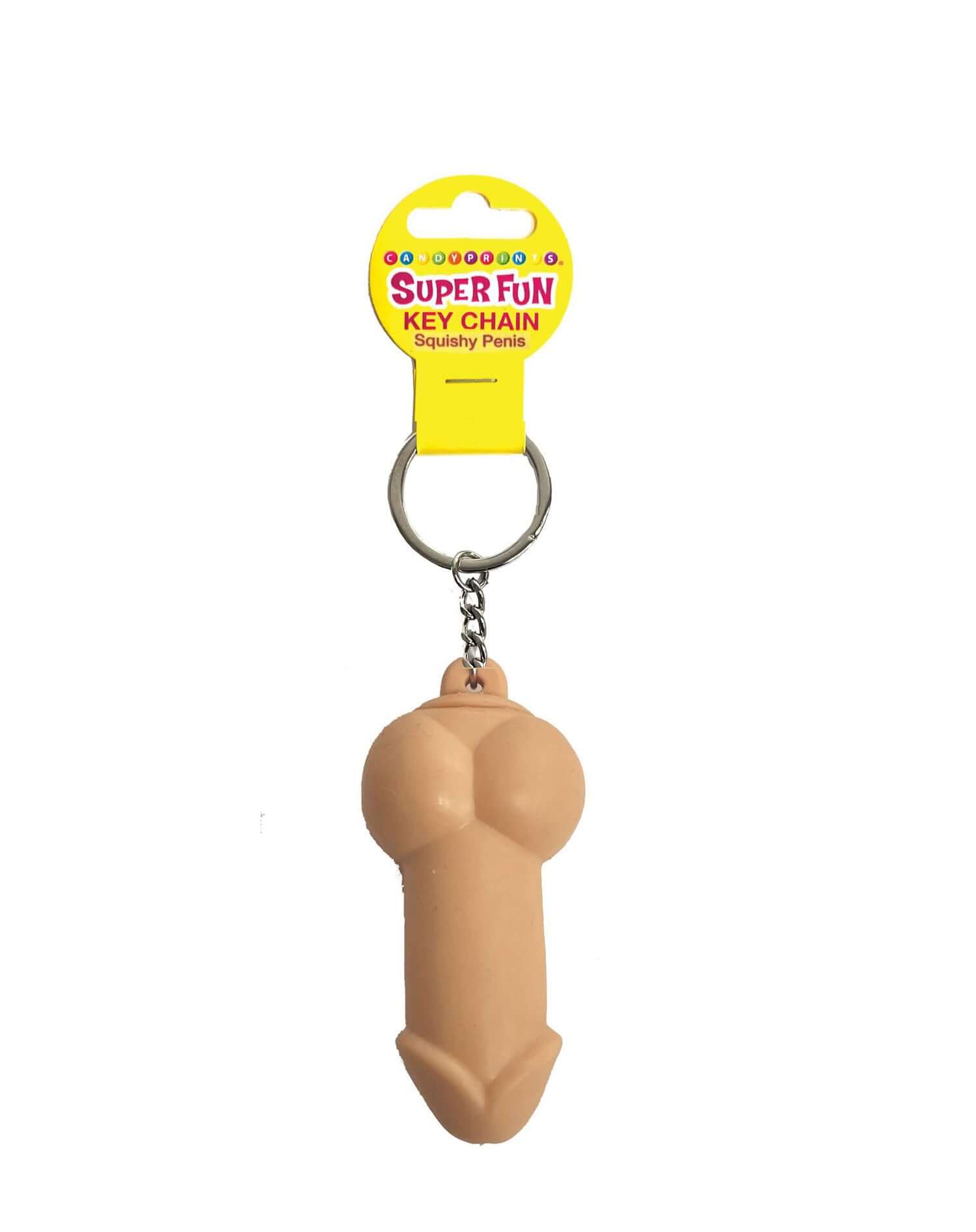 Super Fun Key Chain in squishy penis shape by Little Genie, adds humor and fun to keyrings, spice up everyday items.