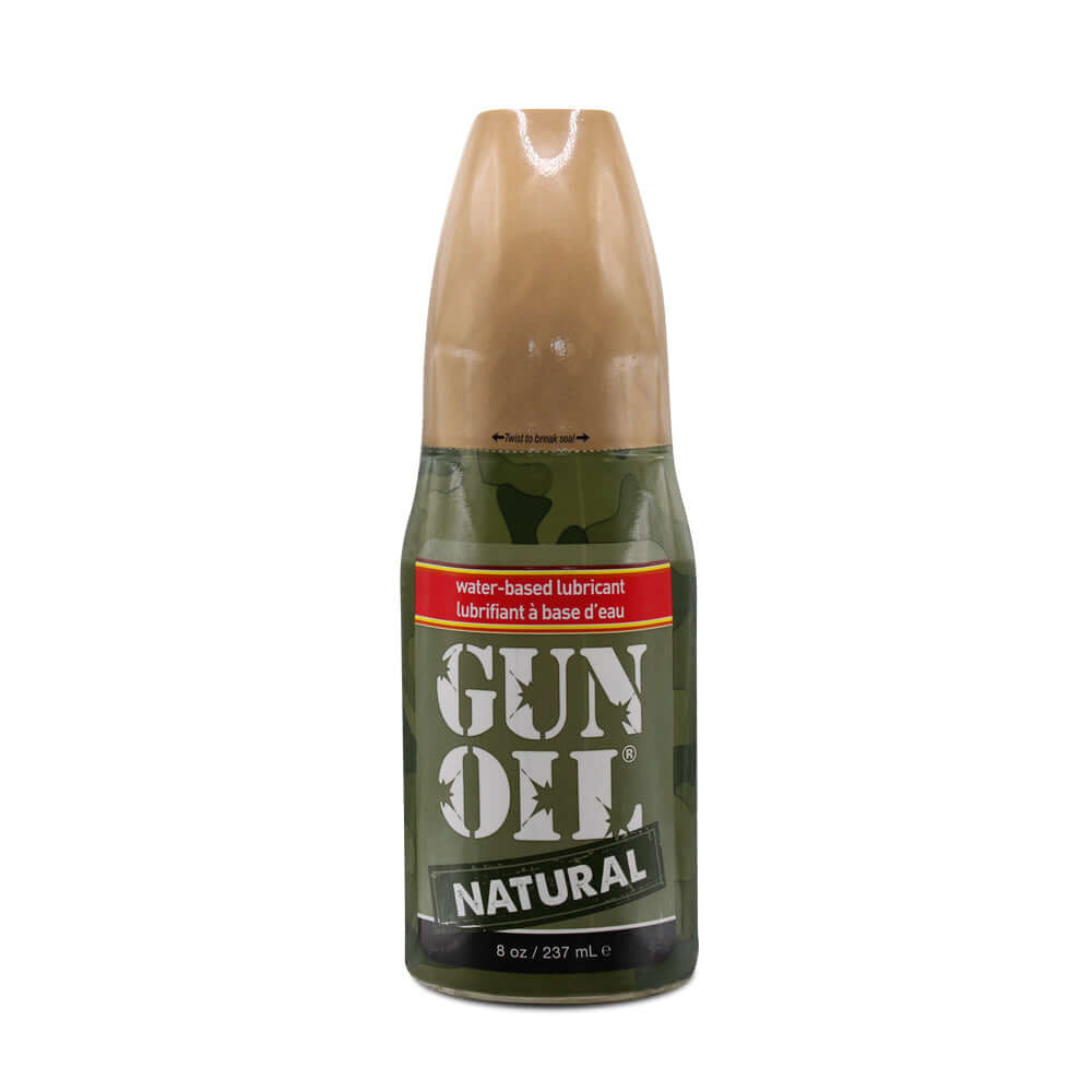 Gun Oil Natural Lubricant 8 Oz bottle, water-based, paraben-free, infused with botanicals for optimal sexual health.