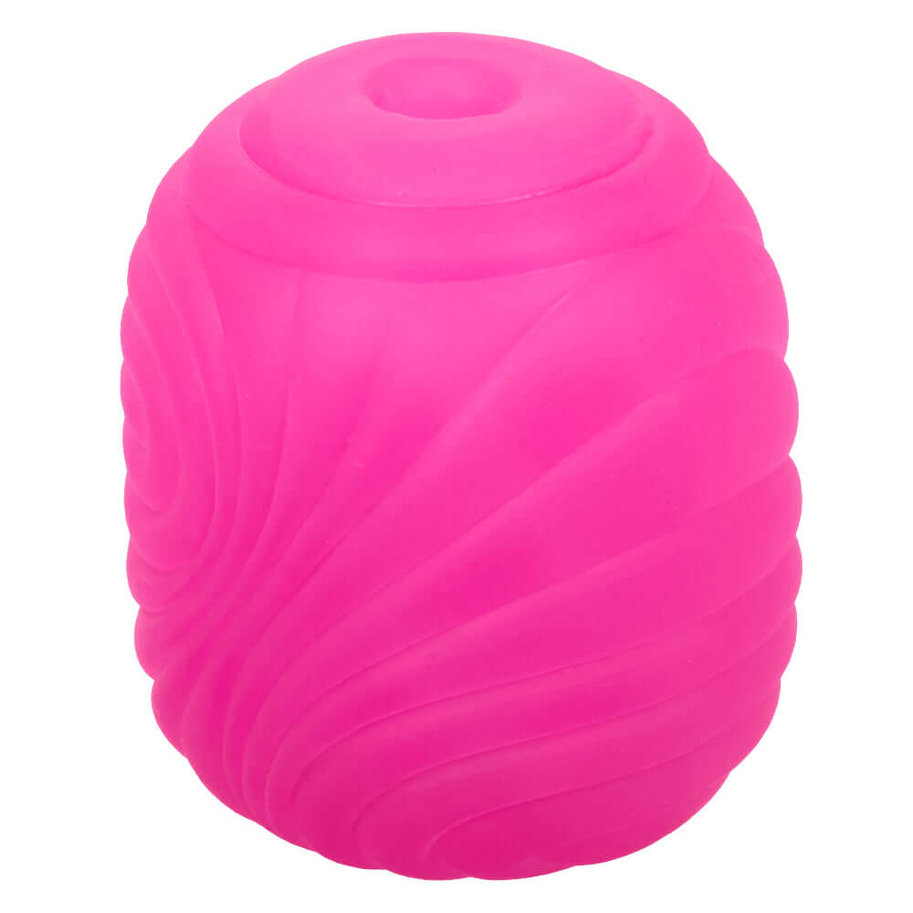 Pink textured masturbation sleeve for thrilling sensations, soft and stretchy reversible stroker with two distinct textures for custom pleasure.