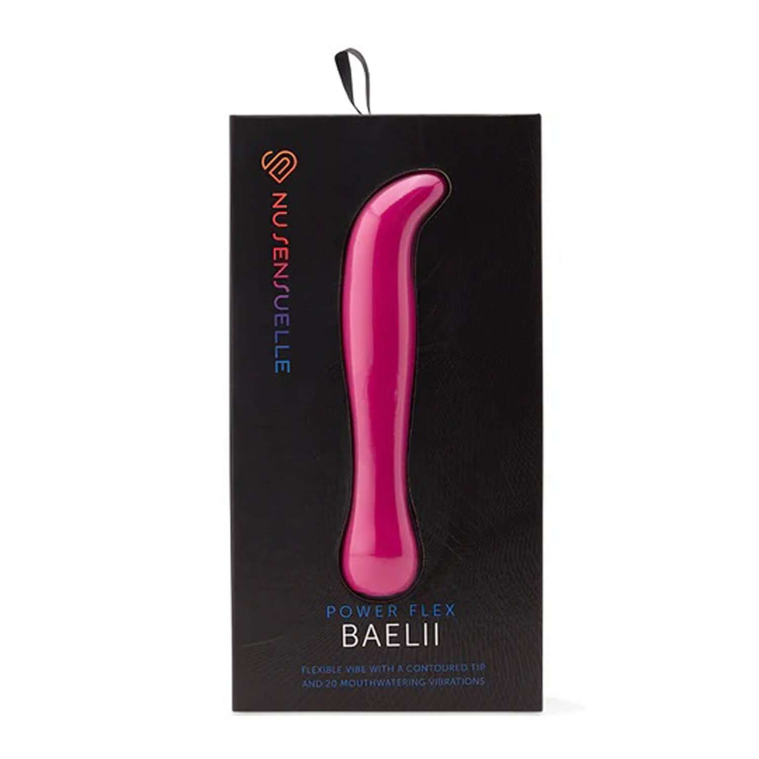 Nu Sensuelle Power Flex Baelii in magenta packaging, designed for G-spot stimulation with flexible body and 20 vibration settings.