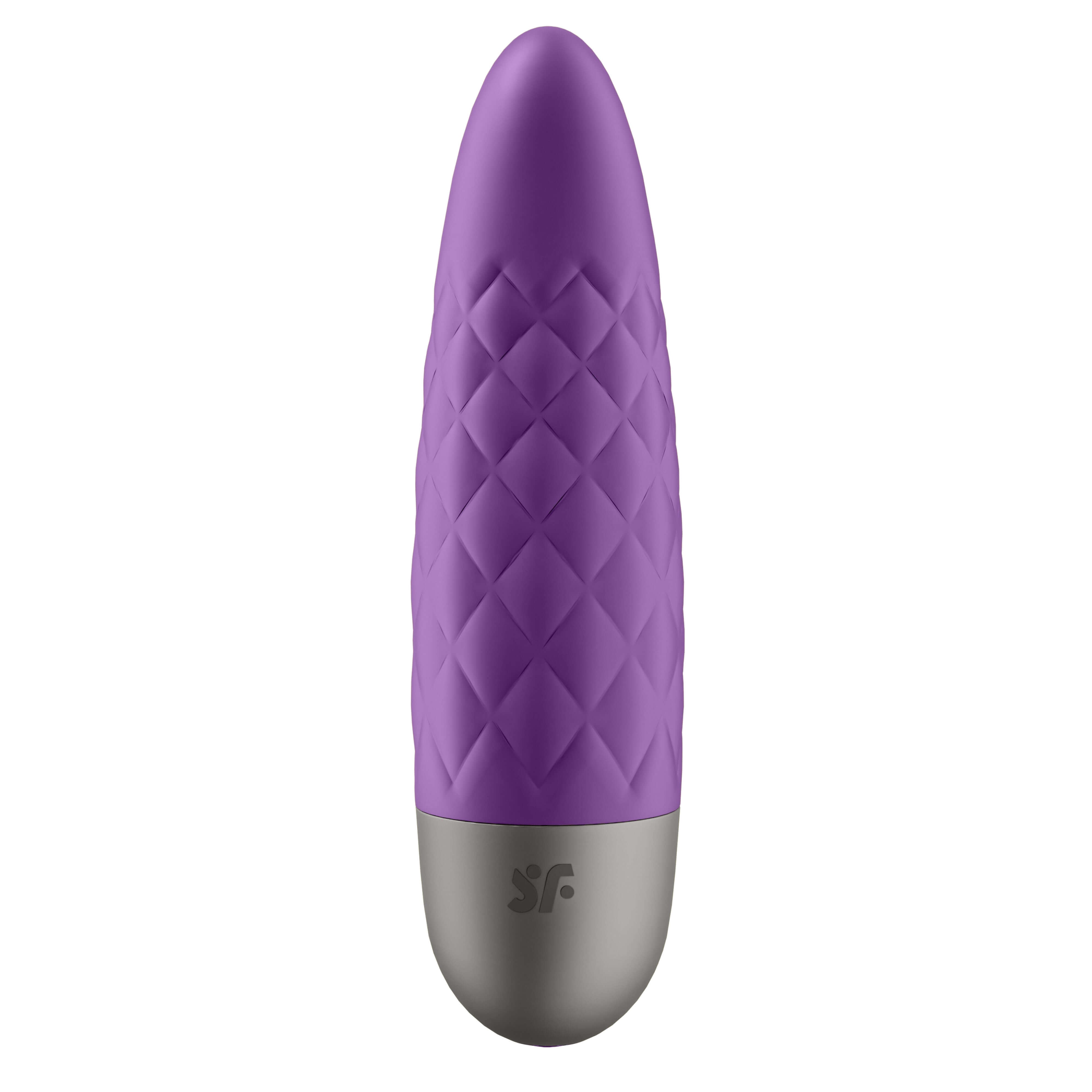 Ultra Power Bullet 5 mini vibrator in violet with quilted design, offering deep vibrations and waterproof features.