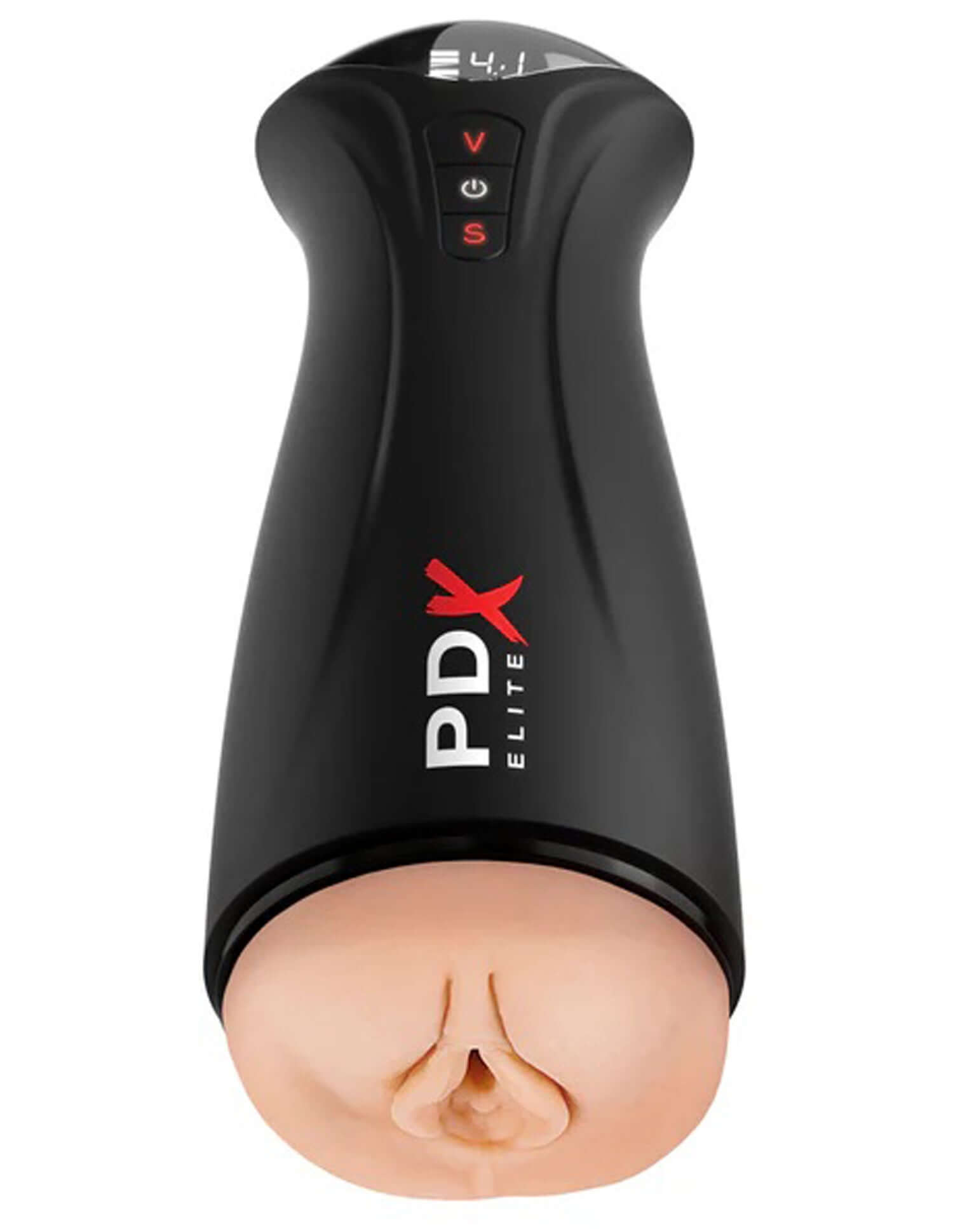 PDX Elite Fuck-Gasm realistic stroker with suction and vibration features for enhanced masturbation pleasure.