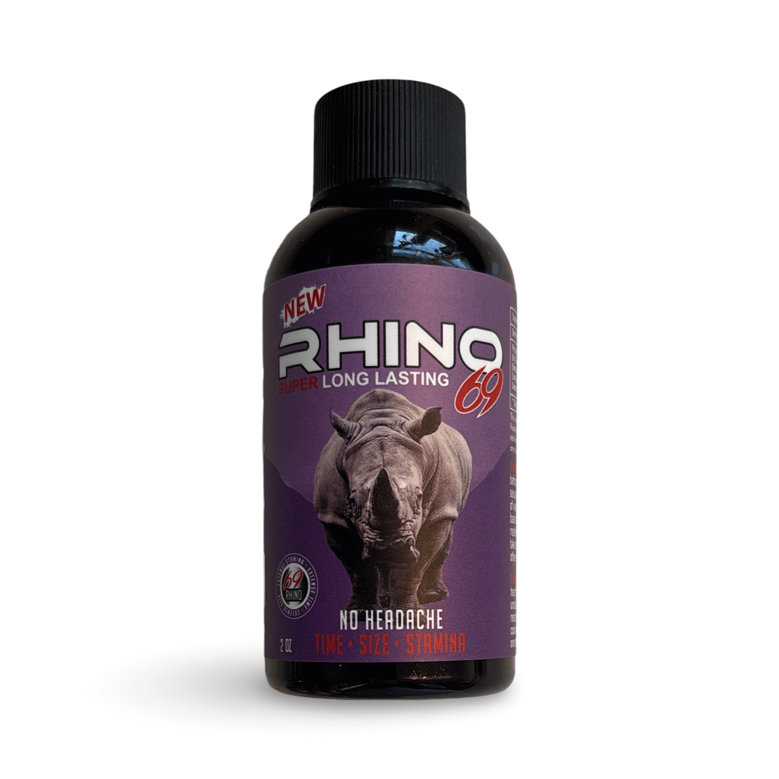 New Rhino 69 Super Long-Lasting Power Shot 2 oz bottle for enhanced stamina and energy.