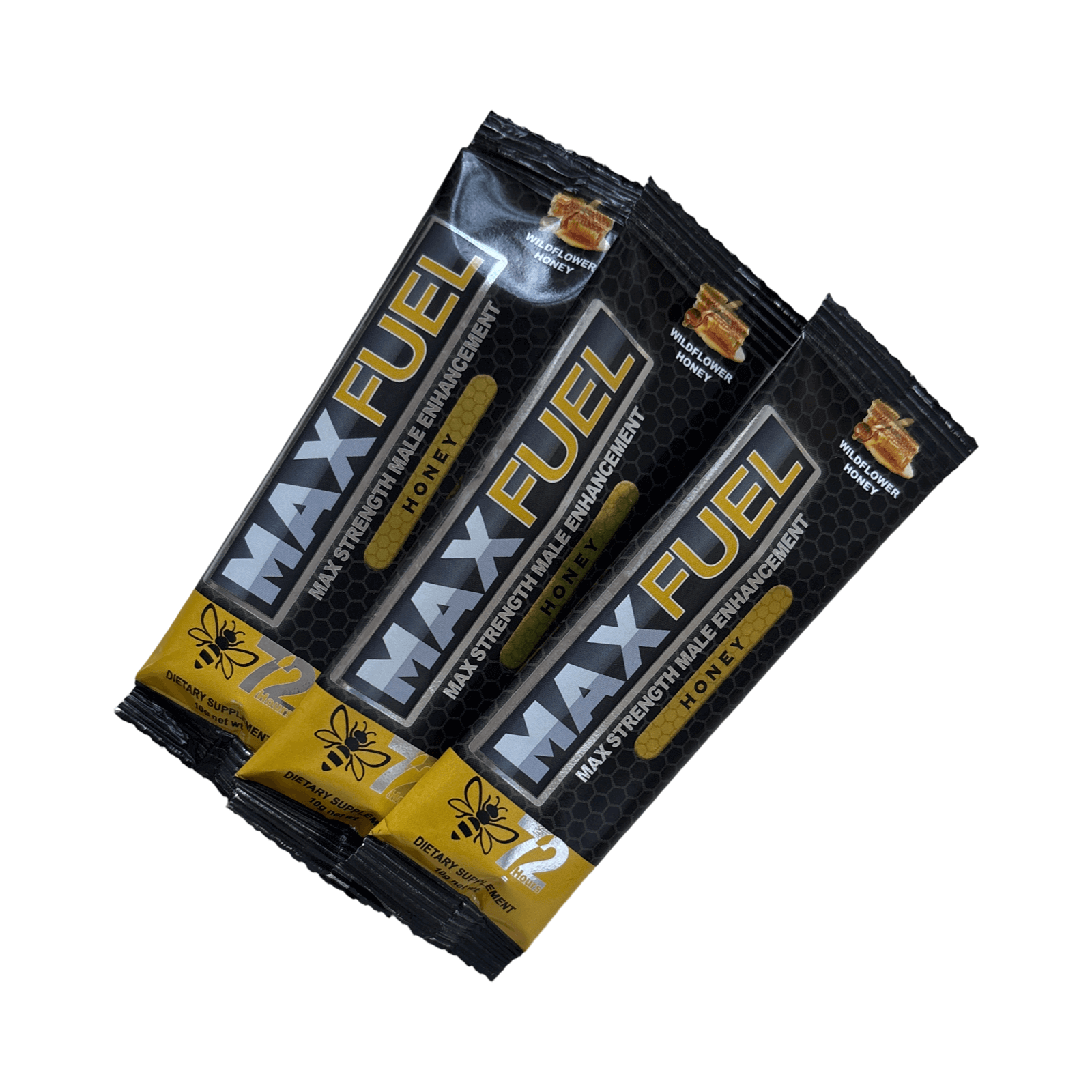 MaxFuel Honey Male Enhancement 3 Pack, wildflower honey formula. Enhance stamina in 30 minutes, lasts 72 hours. Portable honey packs.