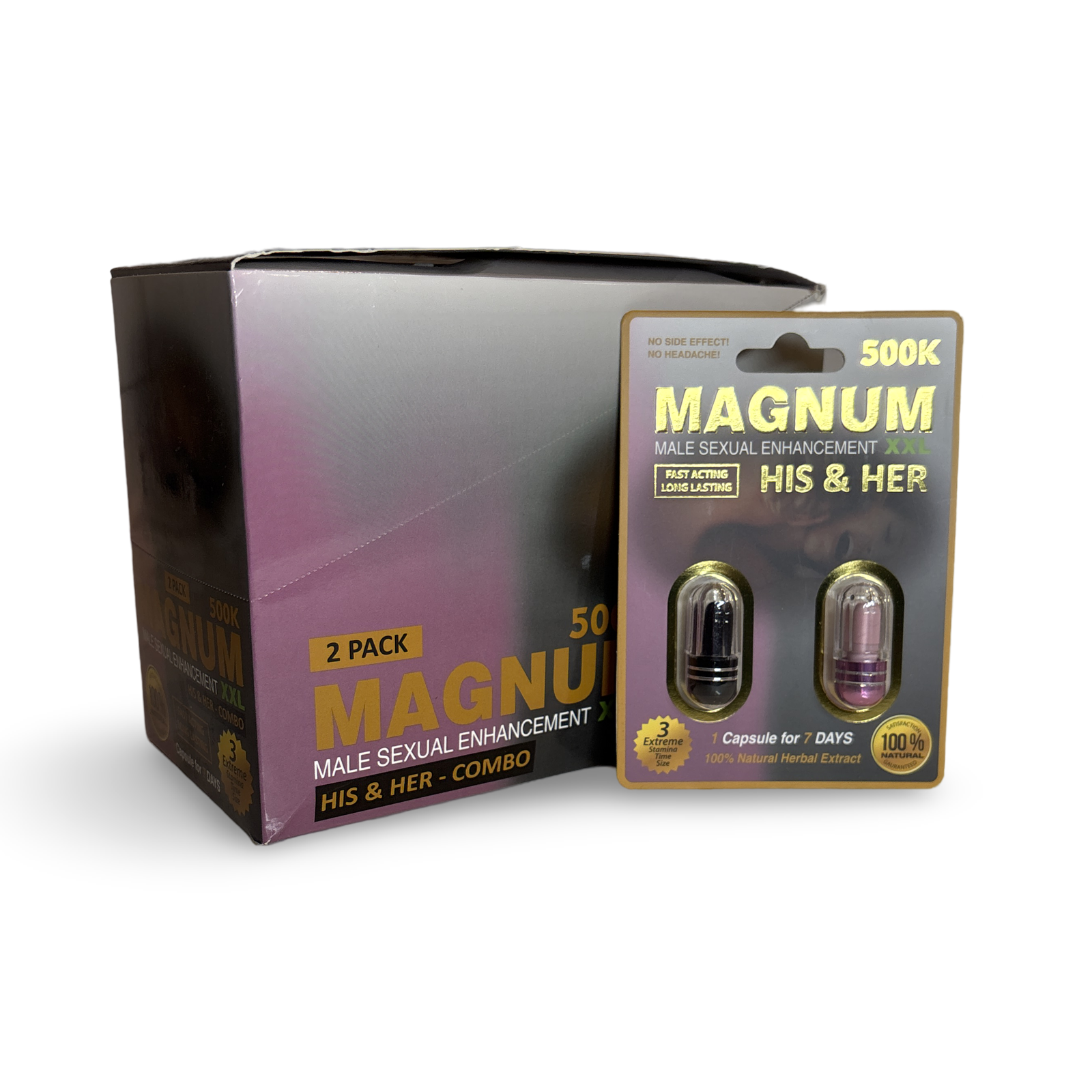 Magnum His and Her Male Sexual Enhancement XXL 500K - 100% Natural, 24 Pc Display