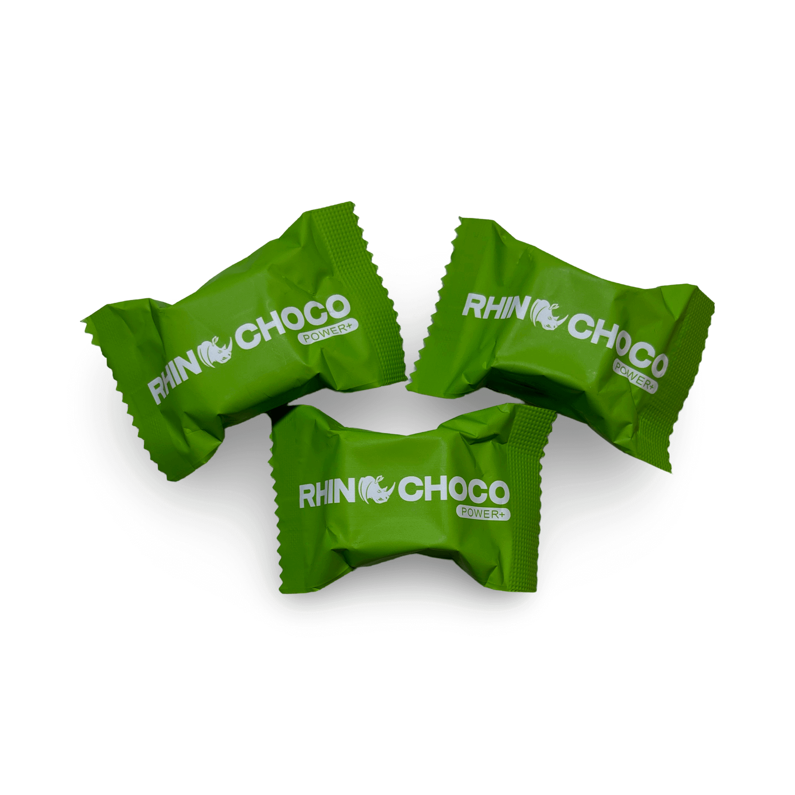 Three green Rhino-Choco VIP Mint Power Chocolate wrappers showcasing premium male enhancement treats.