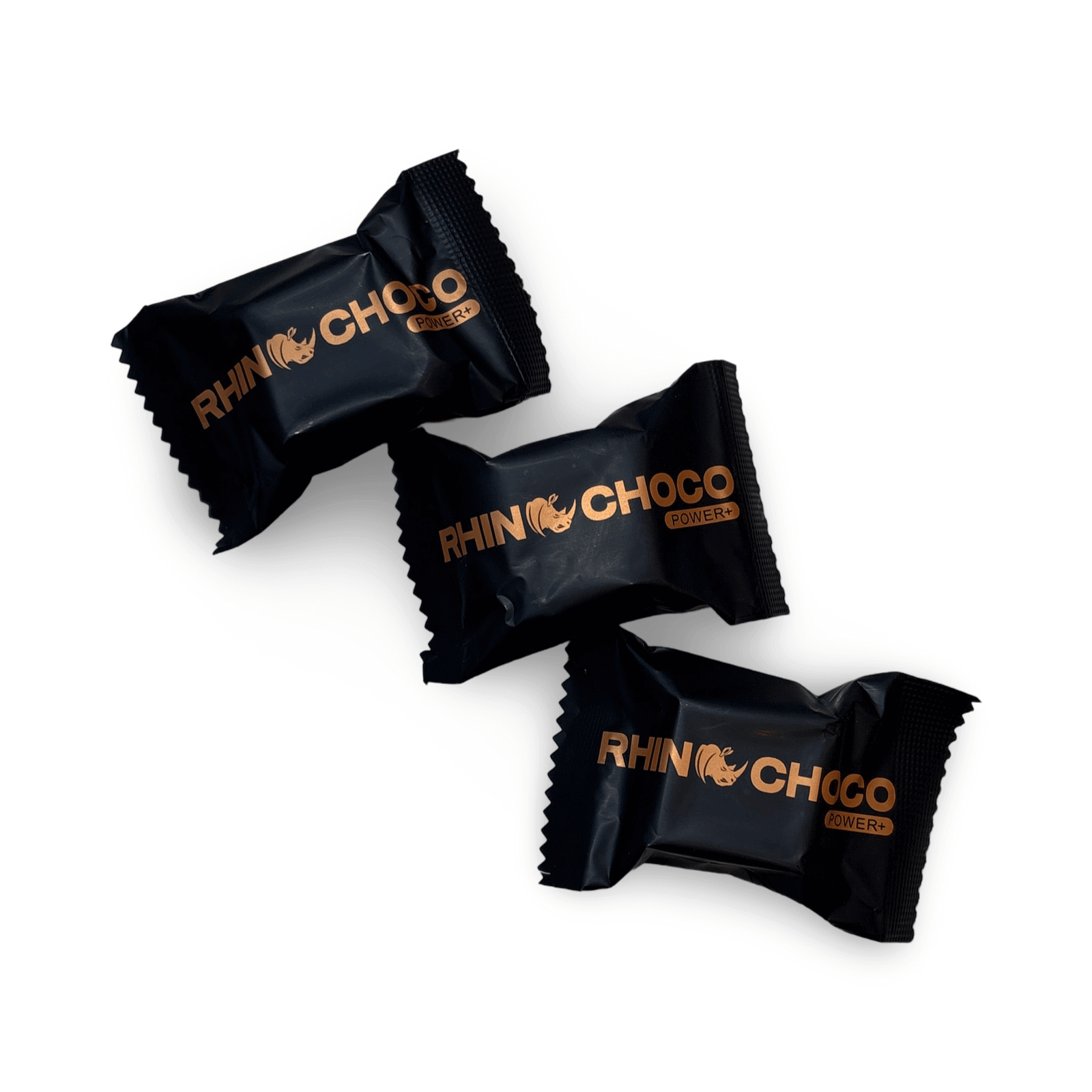 Three pieces of Rhino Rum Chocolate VIP in black packaging, featuring bold branding and a sleek design.