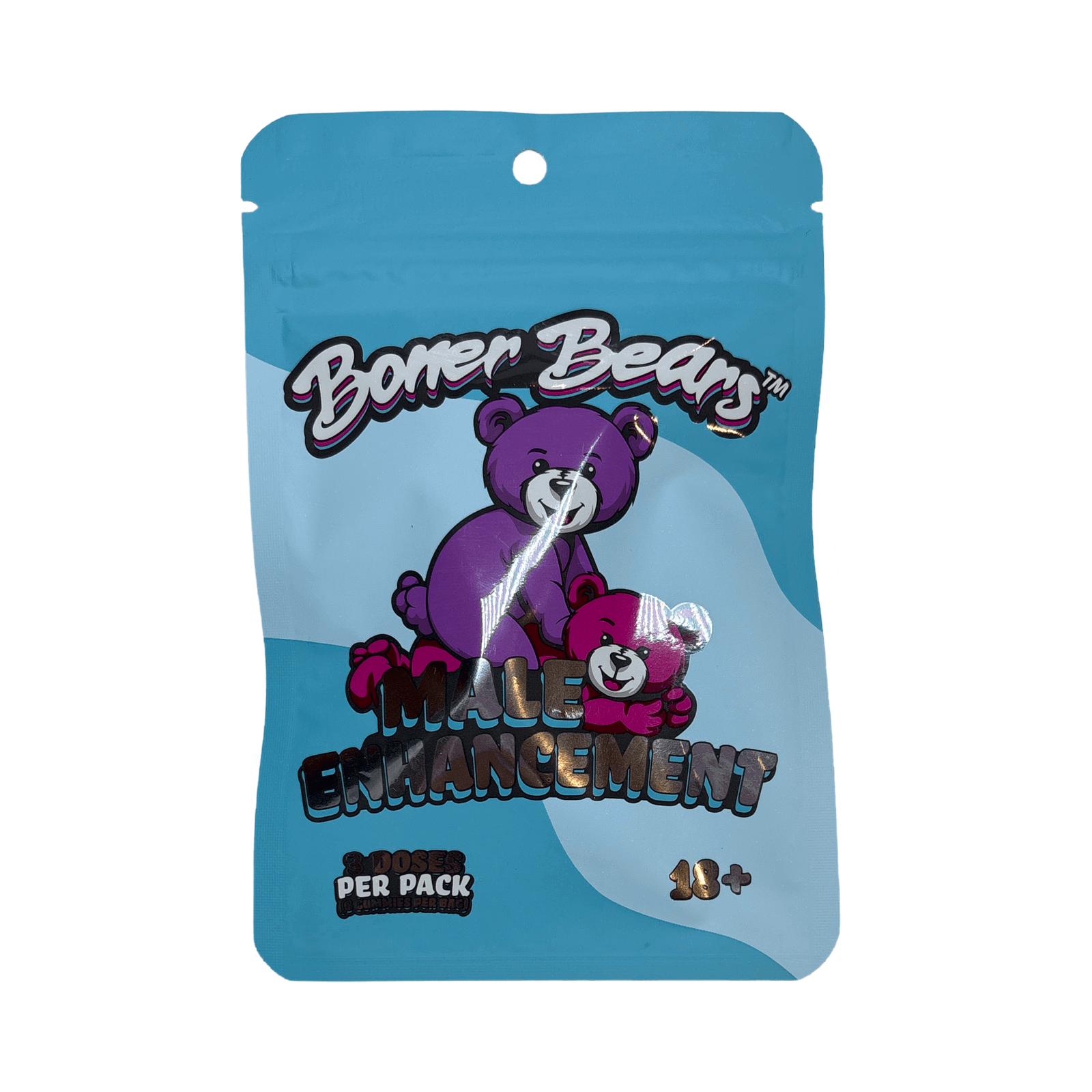 Boner Bears Gummies for Men Blue packaging, featuring "Male Enhancement" label, suitable for boosting sexual performance.