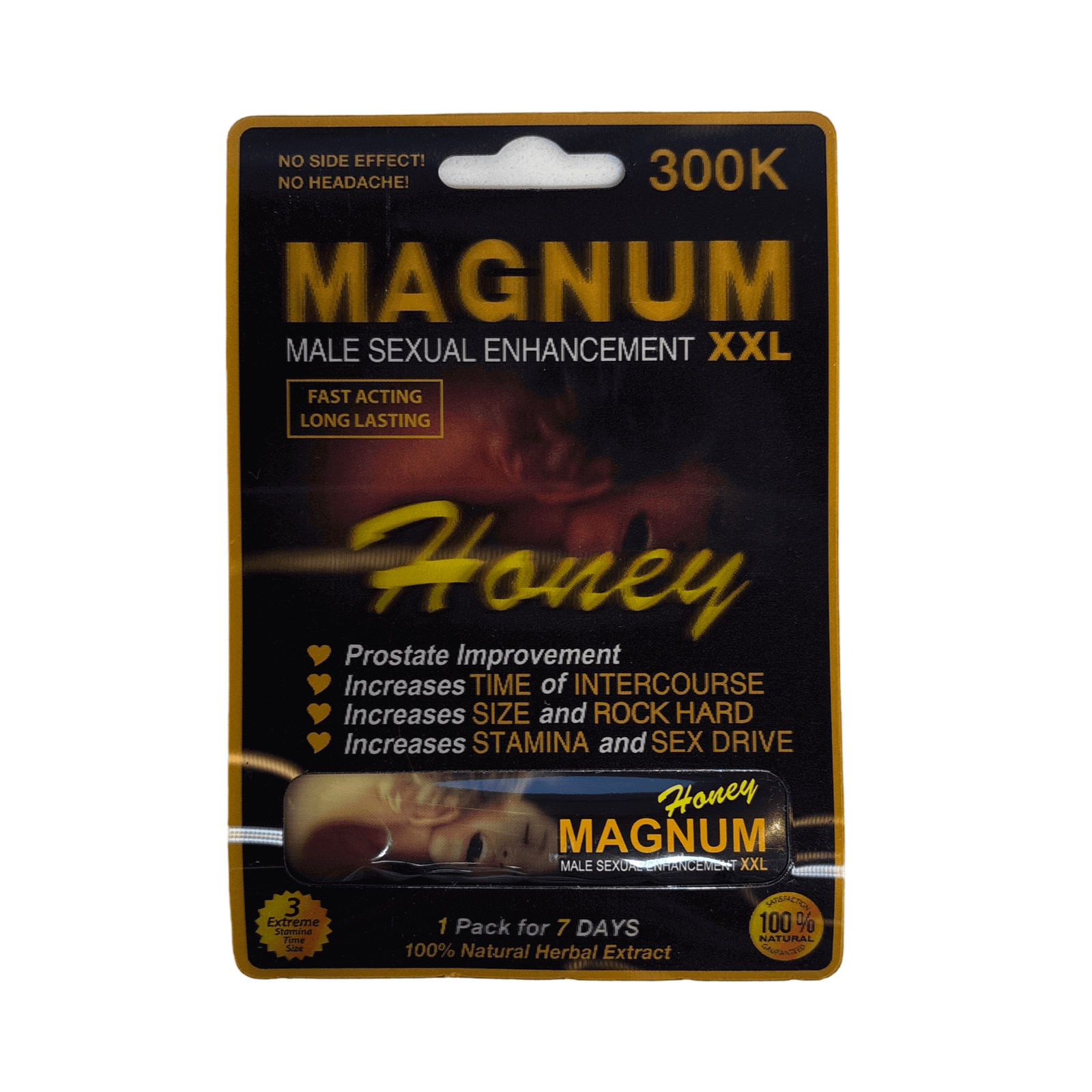 300K Magnum XXL Honey Male Enhancement pack for improved performance and stamina boost, featuring natural herbal extract.