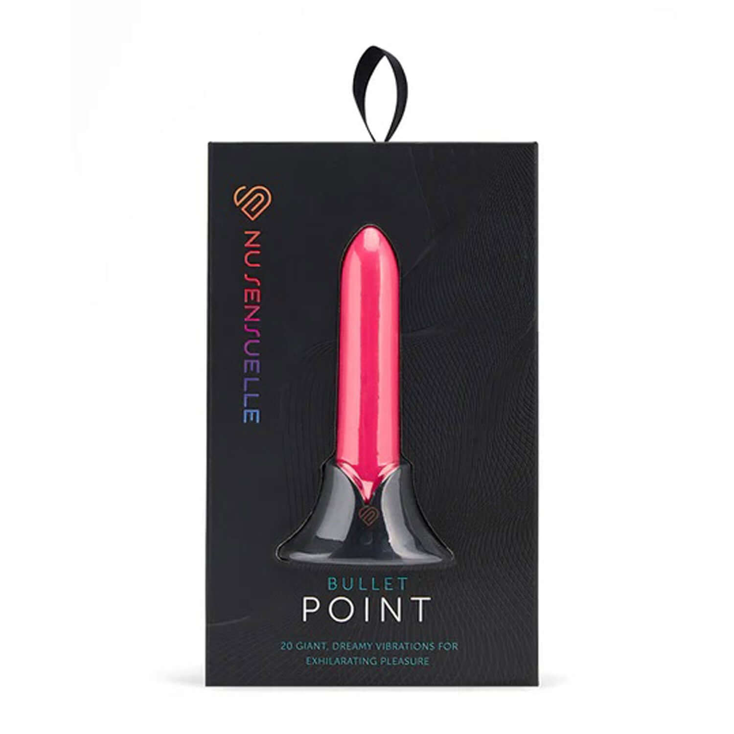 Nu Sensuelle Point Bullet in pink packaging, offering 20 powerful vibrations for ultimate pleasure.