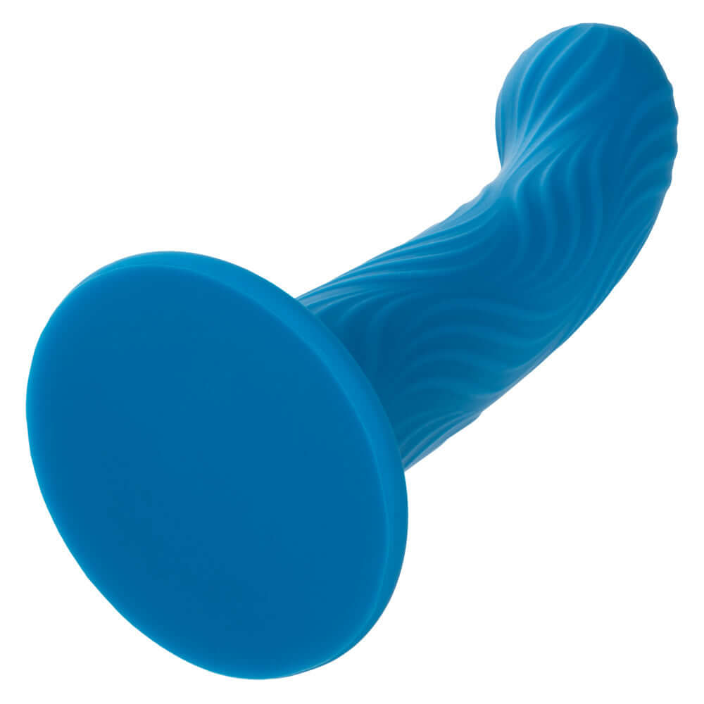 Wave Rider Ripple Dildo – Blue with wavy texture for maximum stimulation and high-quality liquid Silicone G-probe design.