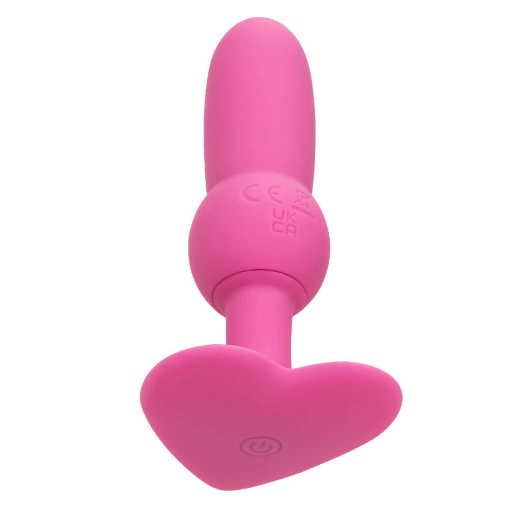 Pink First Time Vibrating Beaded Probe with heart-shaped base, designed for thrilling sensations and featuring 10 vibration functions.