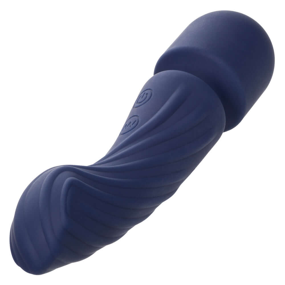 Charisma Allure Compact Wand Massager - Blue with dual motor, ergonomic design, body-safe silicone, and 100% waterproof IPX7 rating