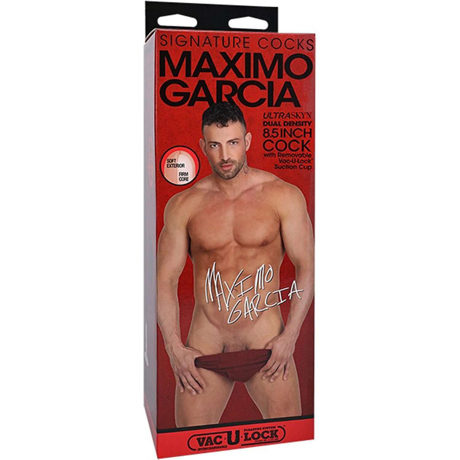 Packaging of Maximo Garcia 8.5" Signature Cock With Removable Vac-U-Lock Suction Cup in Vanilla