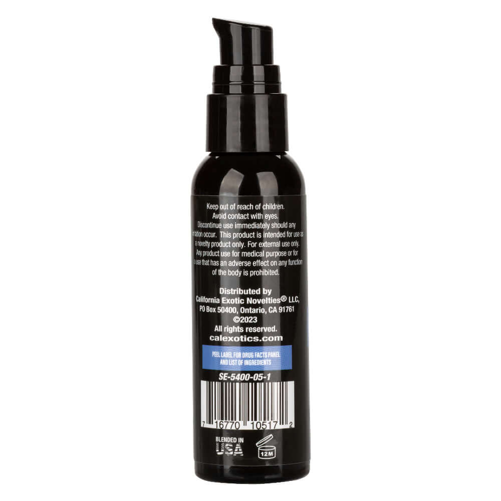 Peak Prolong Serum 2 Oz bottle back view with product details and safety information.