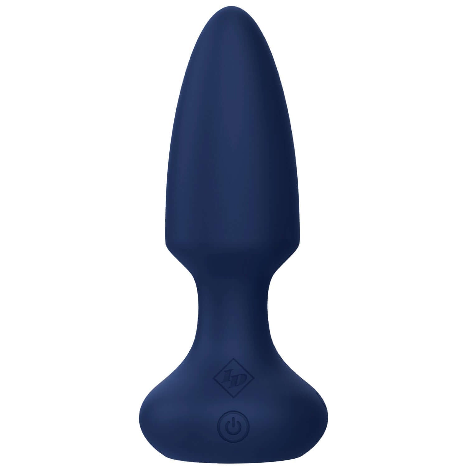 Booty Buzzer blue remote control vibrating plug made from smooth, body-safe silicone with a pointed tip for easy insertion.