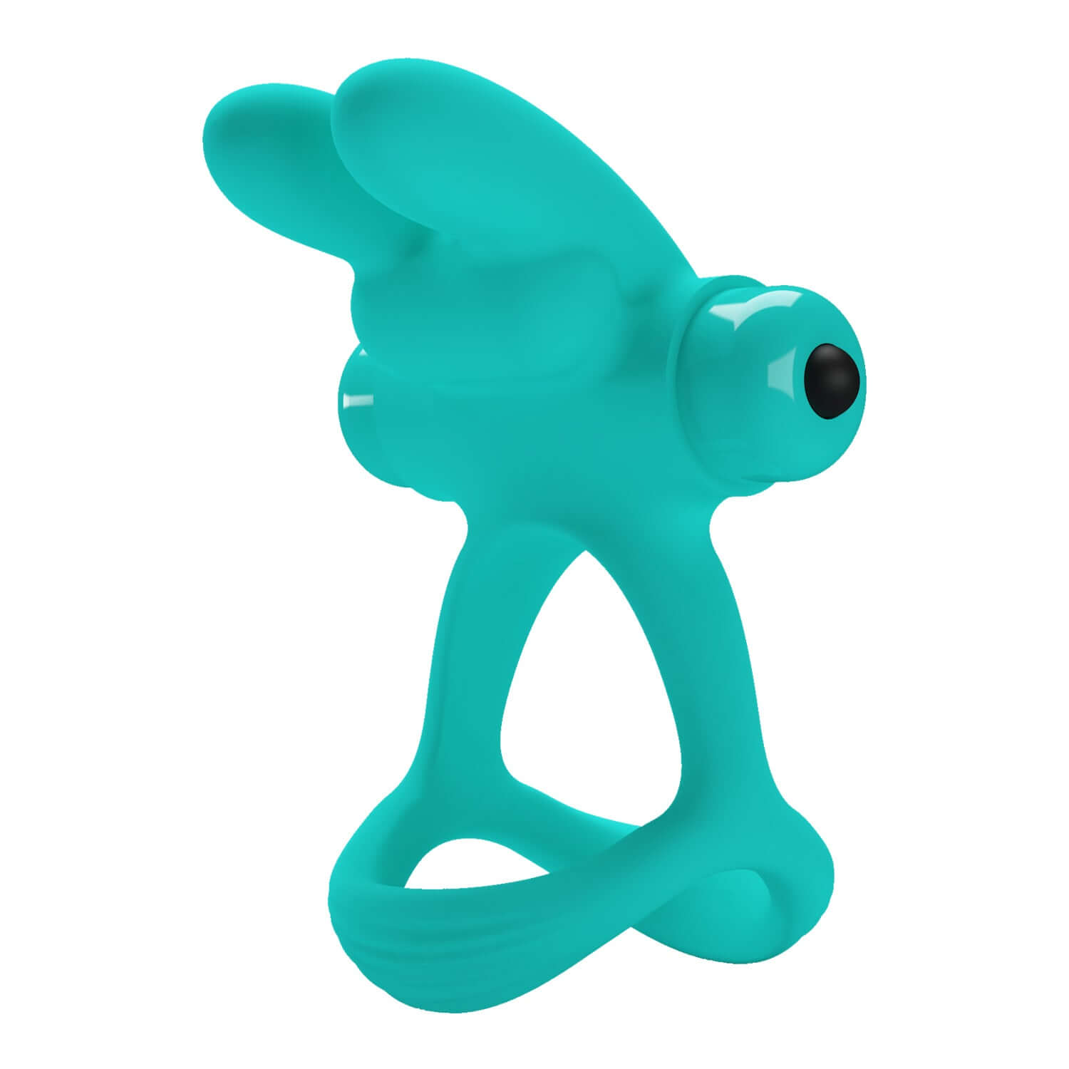 Passionate Dante Turquoise Penis Ring with bunny design, featuring whisper-quiet vibrations and silicone construction.